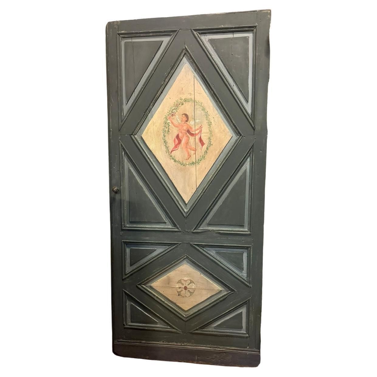 N.2 Single Leaf Doors Lacquered Wood, Not Identic Painted Dancing Angels, Taly