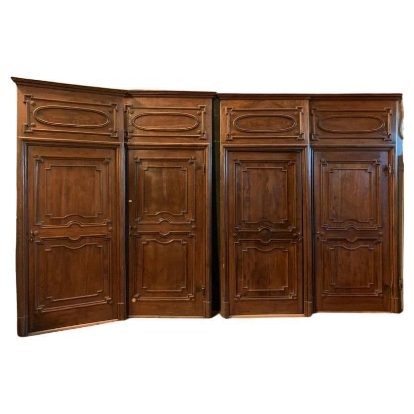 N. 4 Louis XVI Doors In Poplar Wood, Complete With Frame, Italy