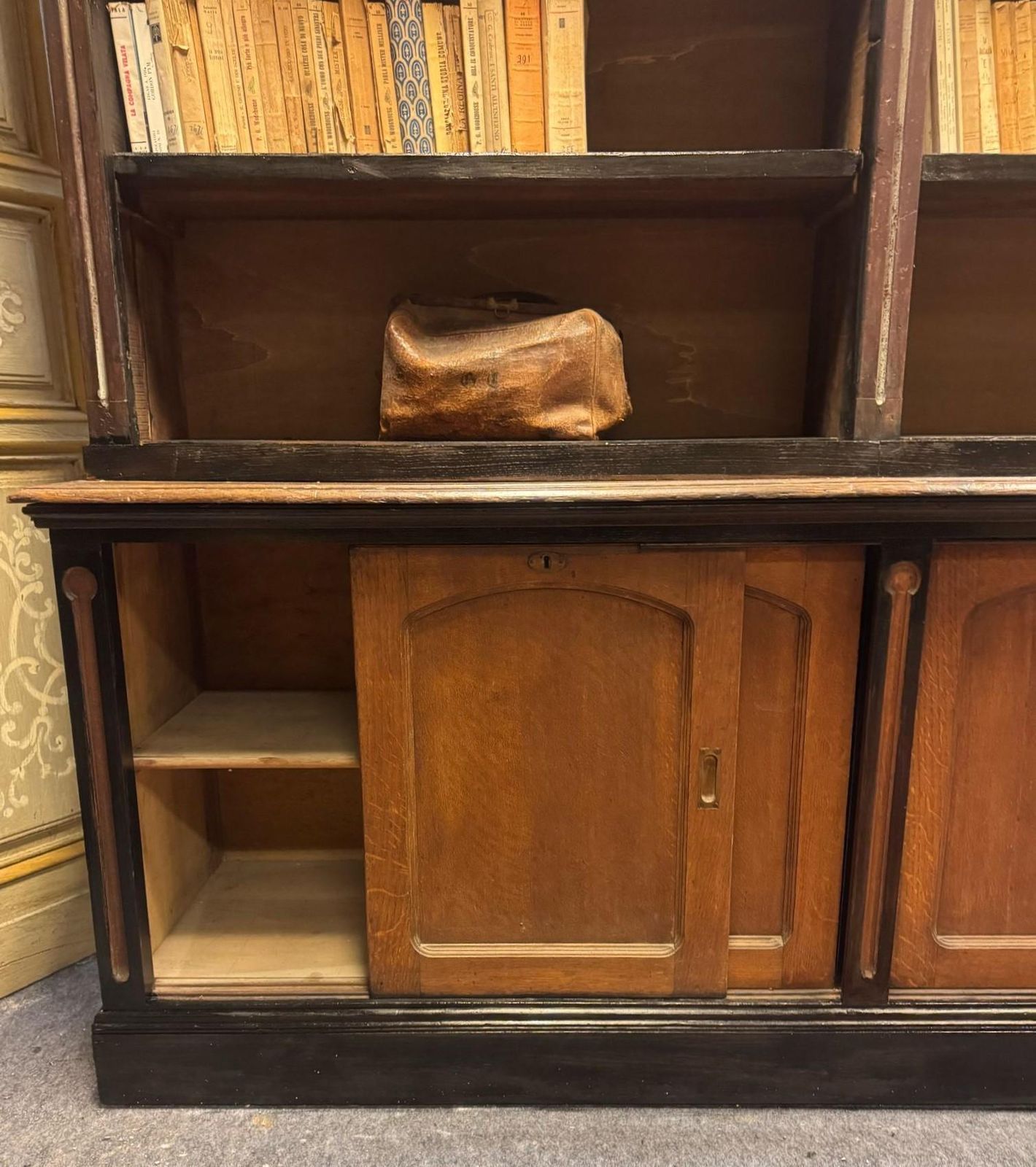 N. 3 Art Deco Bookcases, Similar To Each Other, Wood With Black Profiles, Italy photo furniture