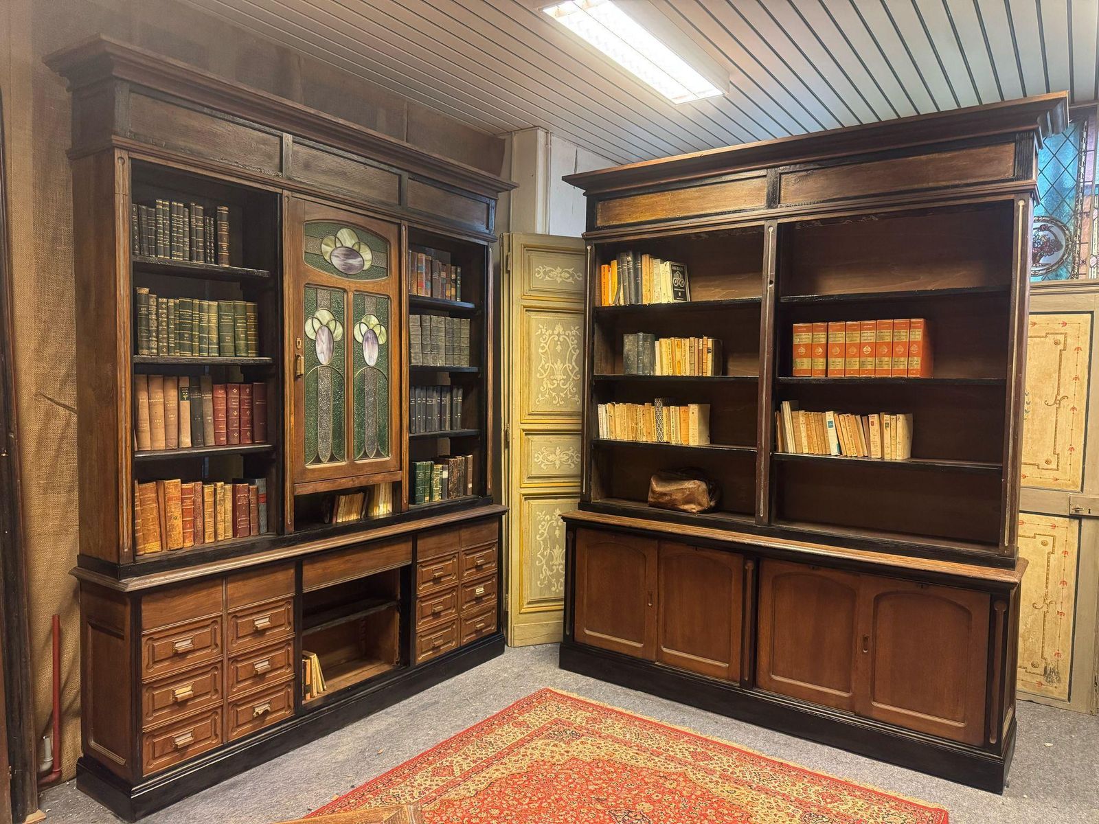 N. 3 Art Deco Bookcases, Similar To Each Other, Wood With Black Profiles, Italy photo 8492.0