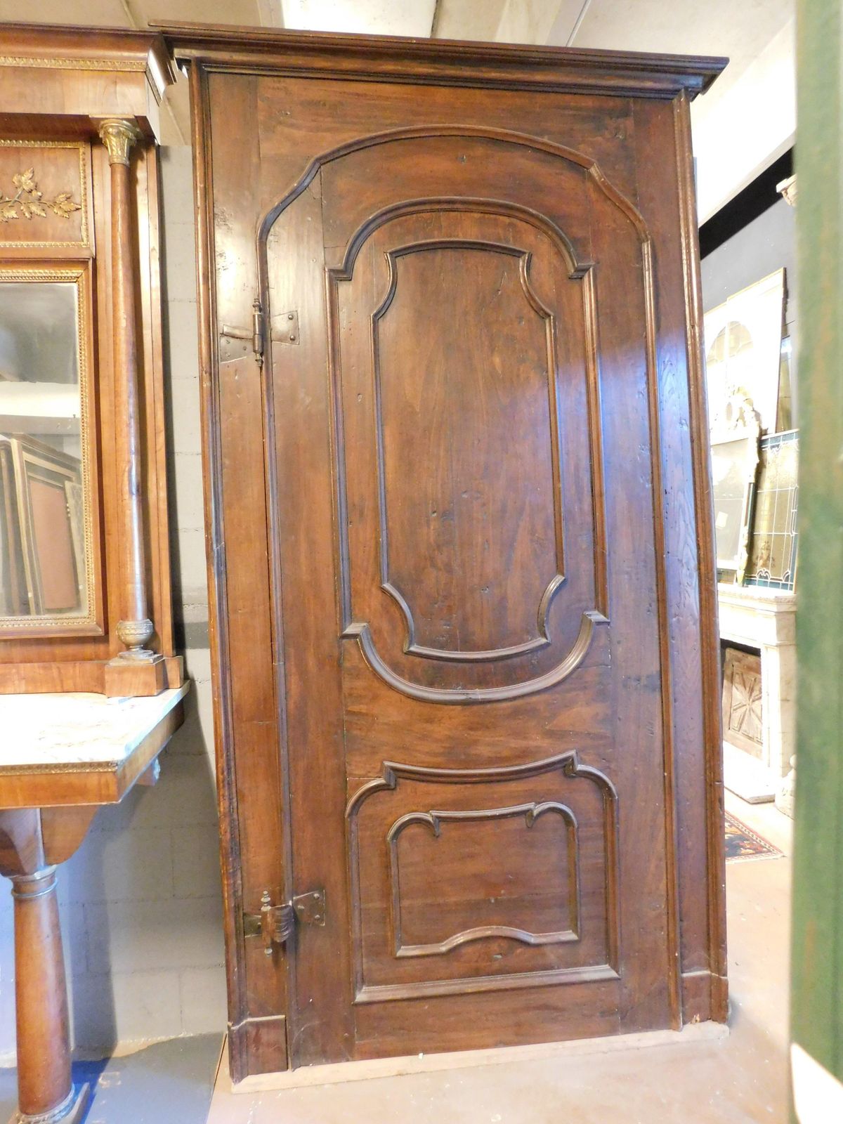 Single Leaf Poplar Door With Arched Panel And Carved Panel, Italy photo furniture