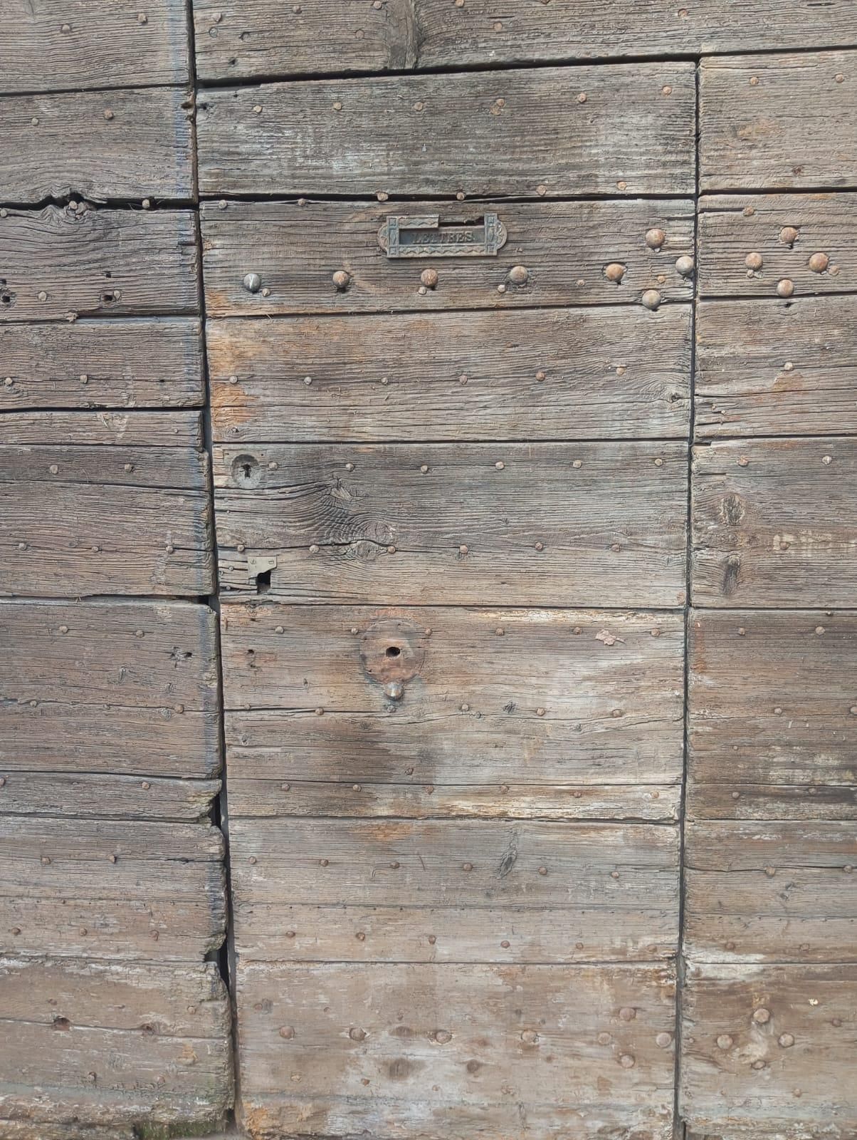 Large Main Entrance Door Double Leaf Nailed Chestnut, Italy photo Home Fixtures