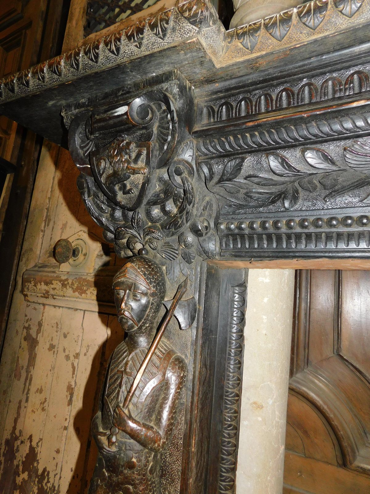 Mantle Fireplace In Solid Wood, Carved And Ebonized, Italy photo buy