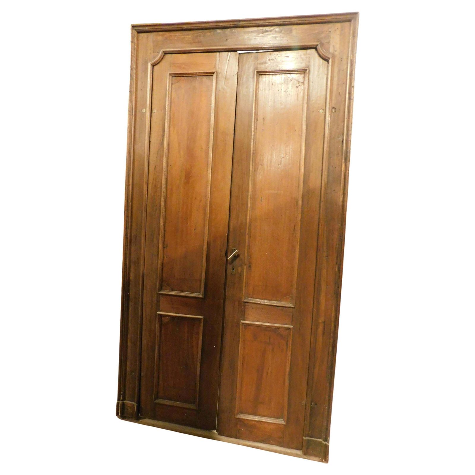 Walnut Door With Two Doors With Original Frame, Italy