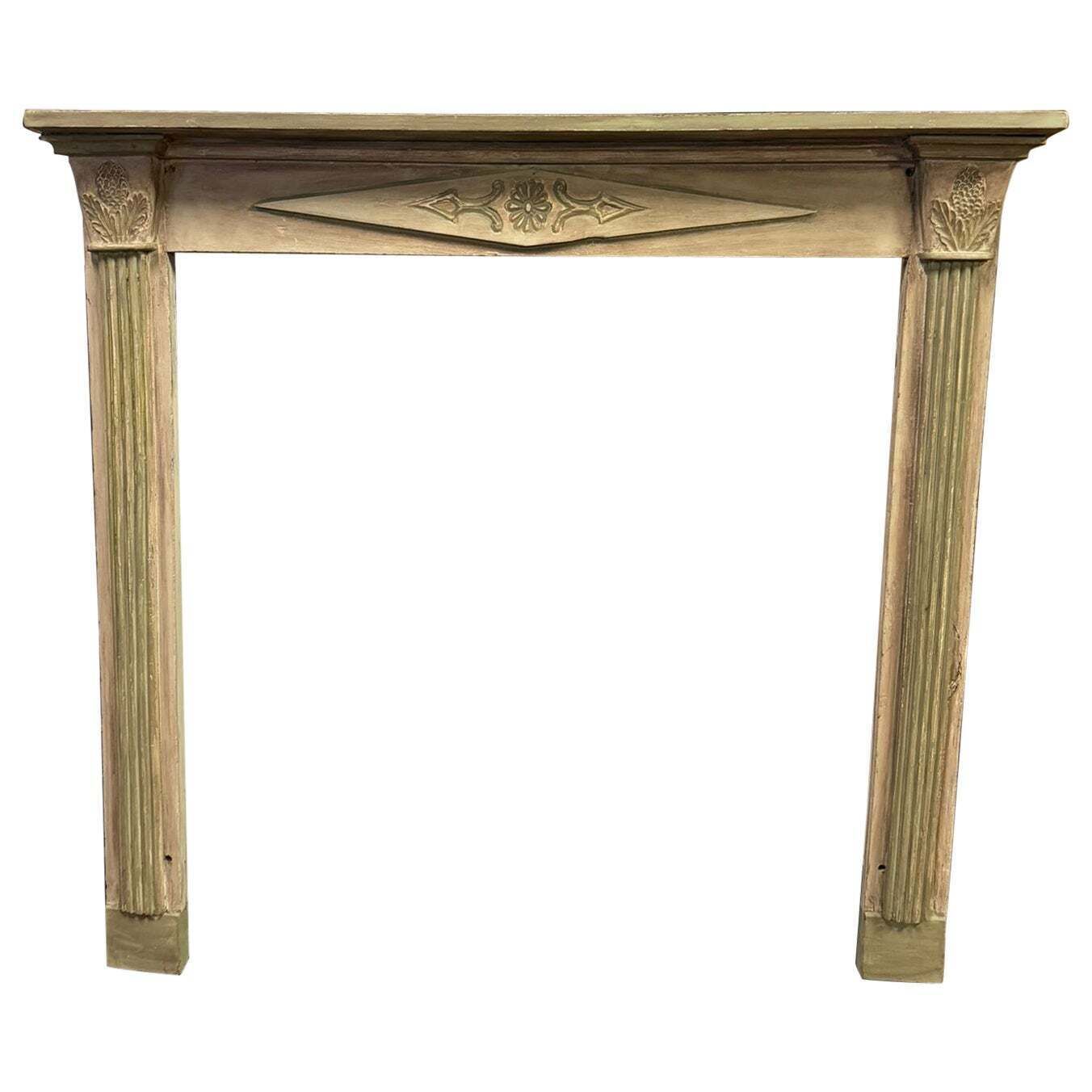 Lacquered And Painted Wooden Mantle Fireplace, Italy