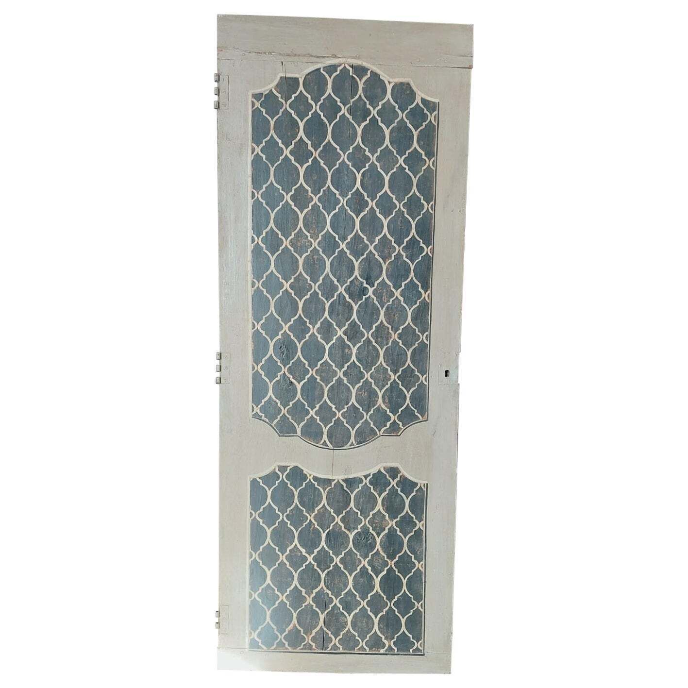 Vintage Door Lacquered With Black And White Tapestry, Italy