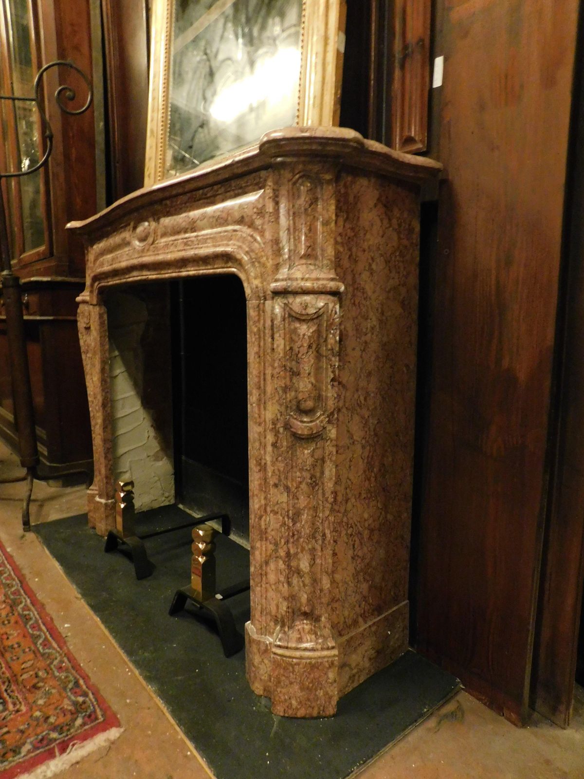 Fireplace Mantle In Red Breccia Pernice Marble, Italy photo 3982.0