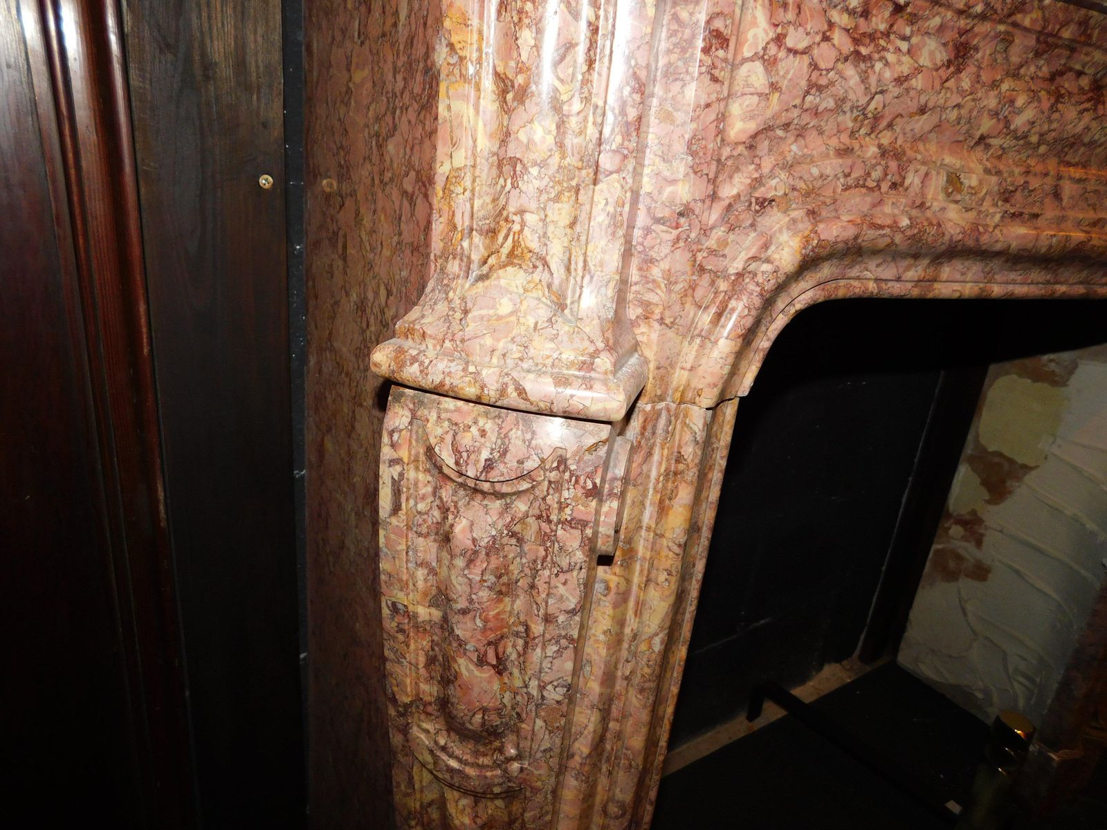 Fireplace Mantle In Red Breccia Pernice Marble, Italy photo vintage