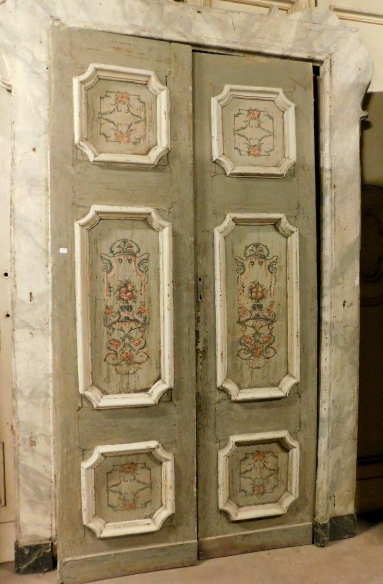 photo furniture Double Leaf Door In Lacquered And Painted Wood With Original Frame, Italy