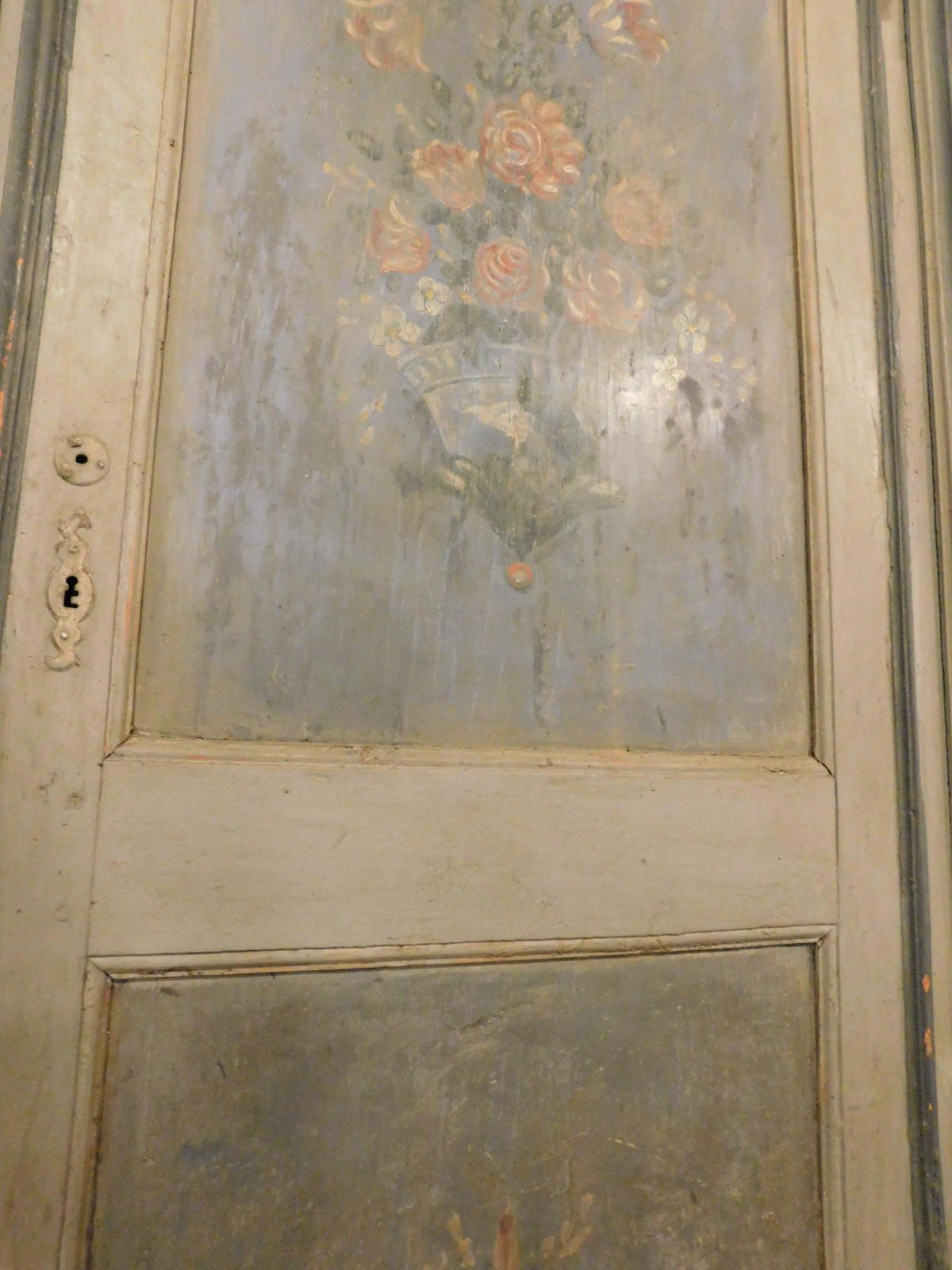 Lacquered And Painted Arched Door With Frame, Italy photo vintage