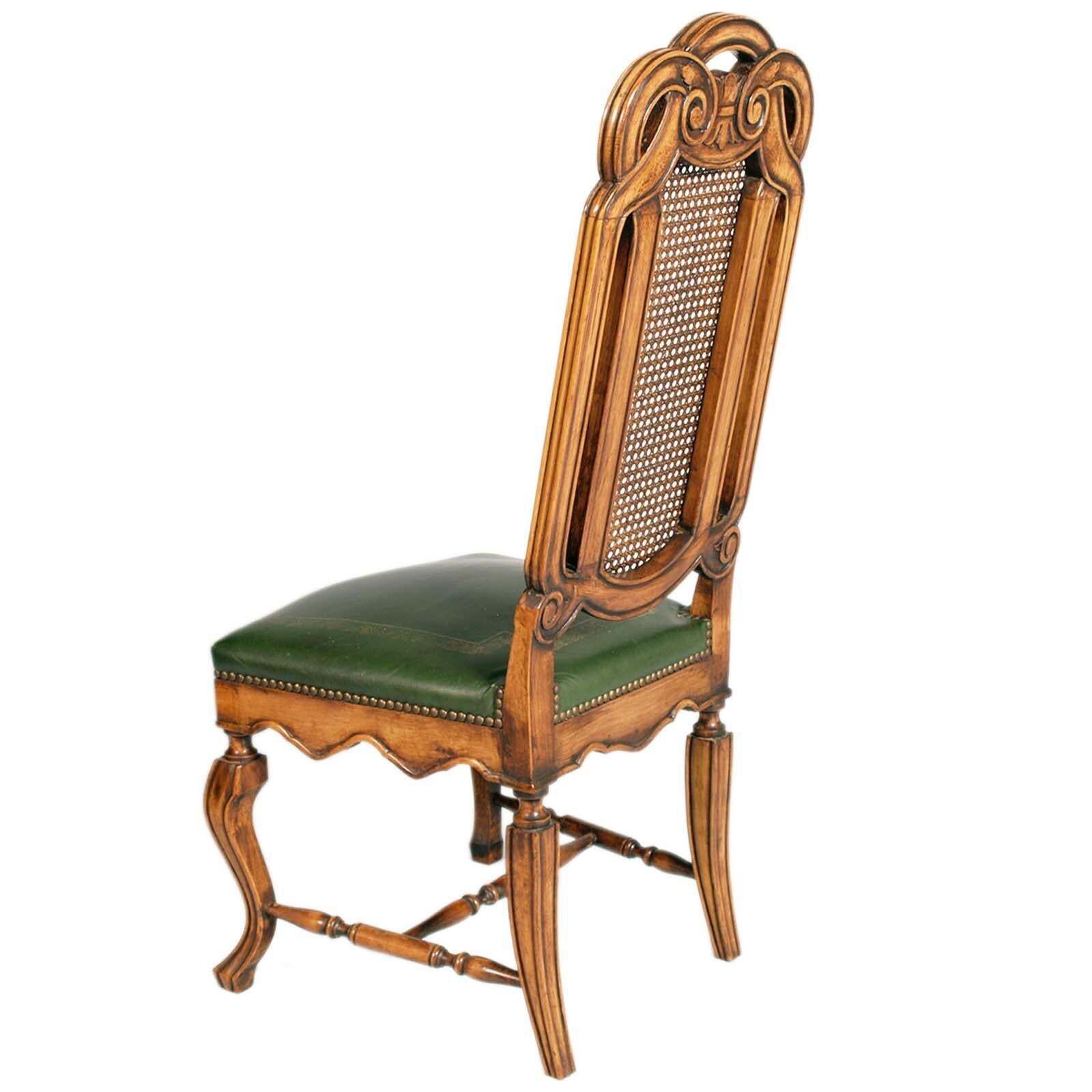 Eight Venetian Chippendale Palladian Chairs, In Walnut, Vienna Straw, Leather photo 11960.0