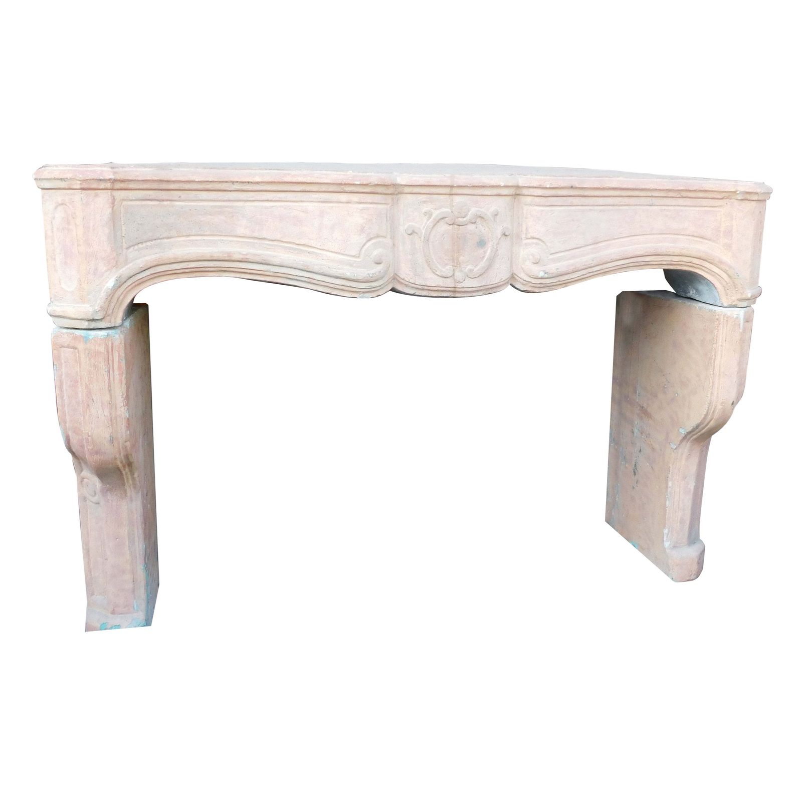 Fireplace Mantle In Cement Carved With Shell, Italy