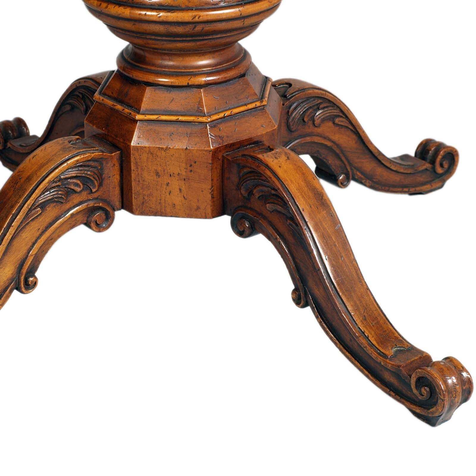 Round Baroque Table Mid 1900s Top In Ferrarese Walnut Root And Central Inlay photo 5802.0