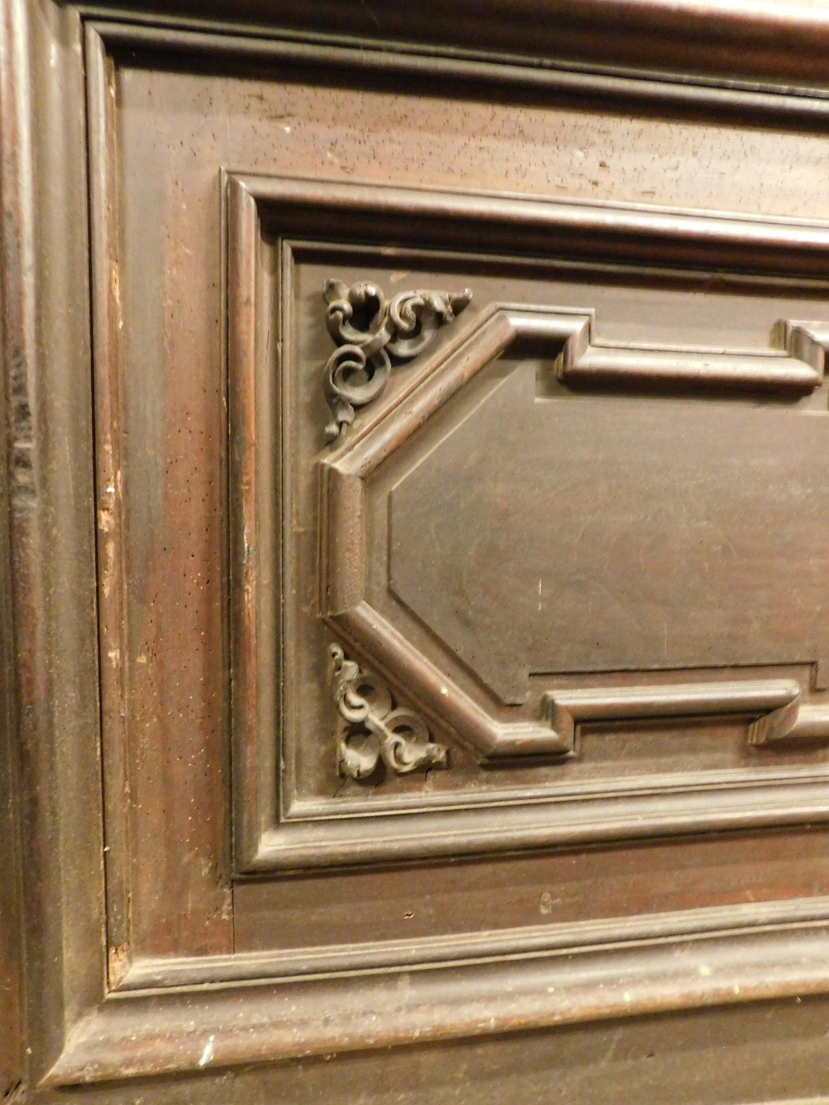 Home Fixtures Set Of 3 Walnut Doors, Each With A Single Leaf With Carved Panels, Italy photo