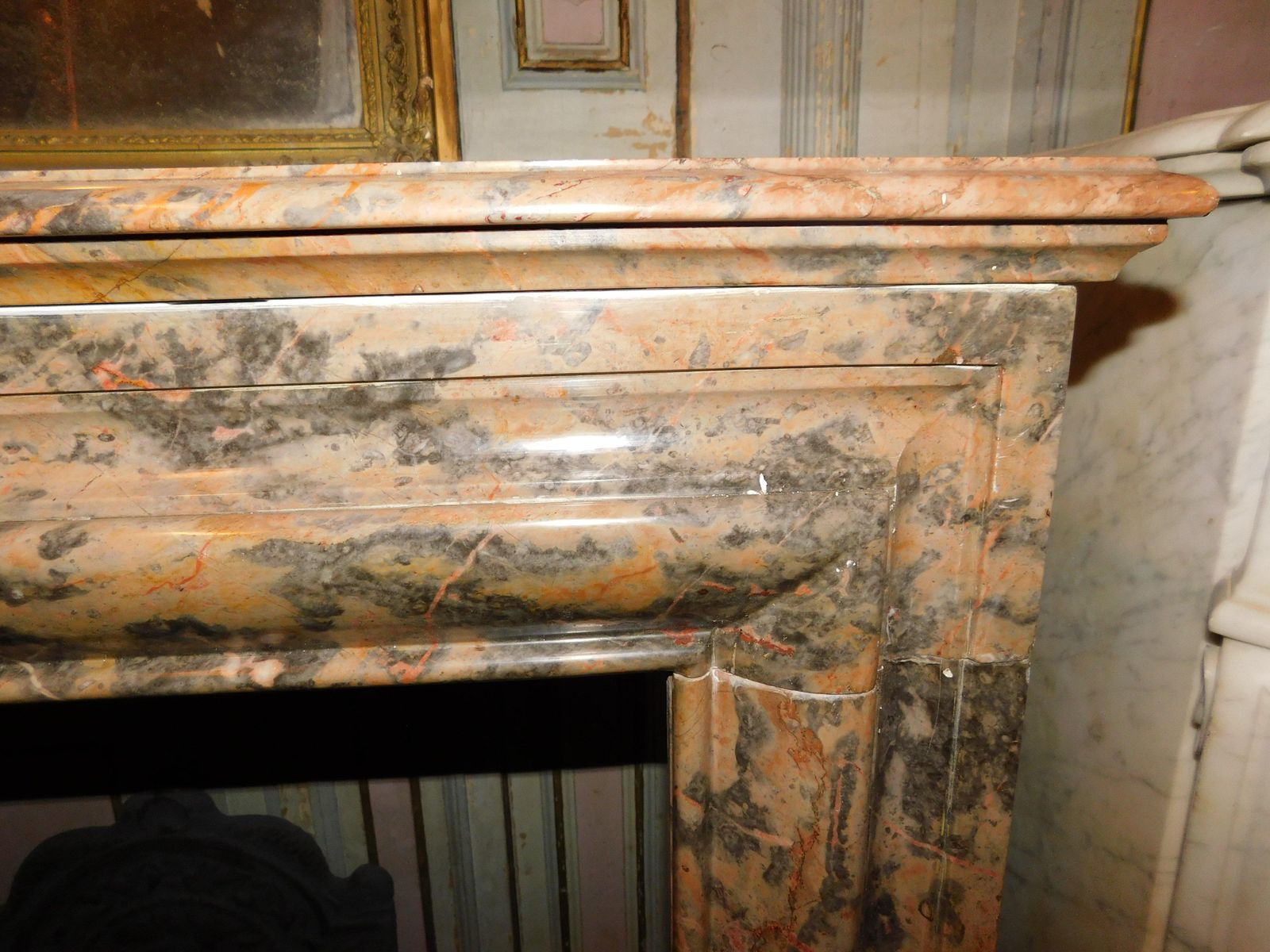 Pink Marble Mantle Fireplace, Simple Geometric Shape, Italy photo buy