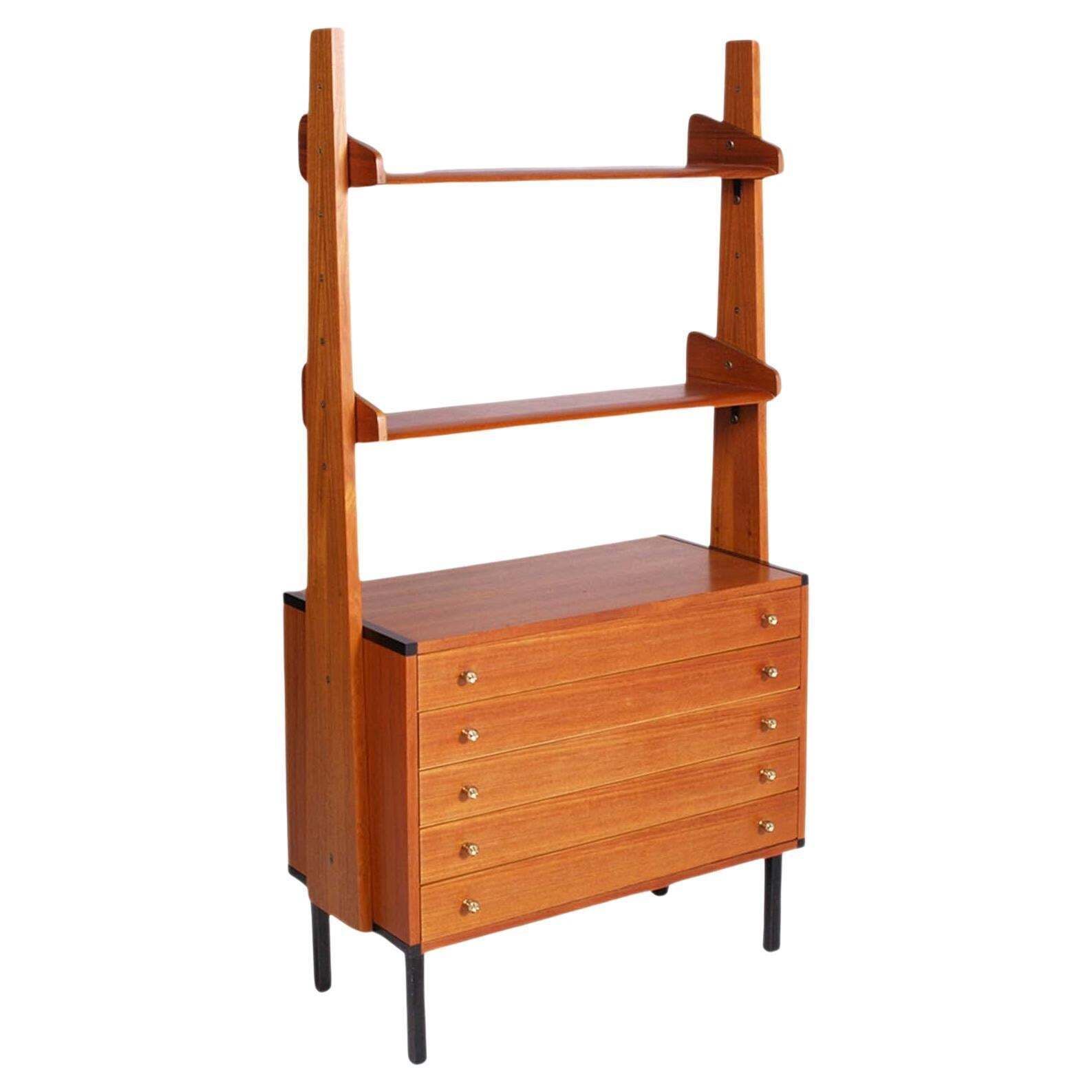 1960s Open Bookcase With Chest Of Drawers By Vittorio Dassi For G. Cecchini & C.