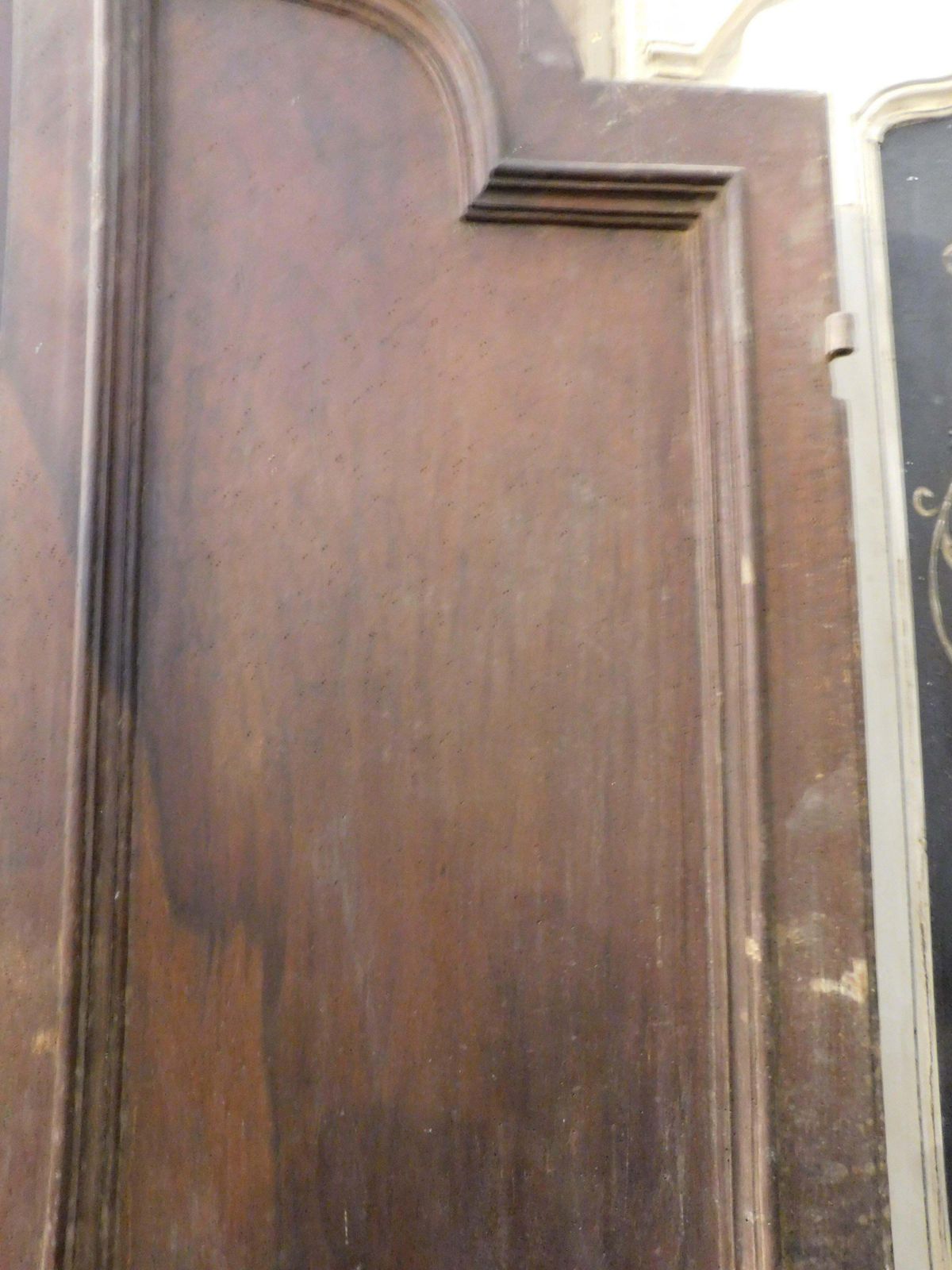 Walnut Wood Door Arched, Two Leaves With Carved Panels, Italy photo vinterior