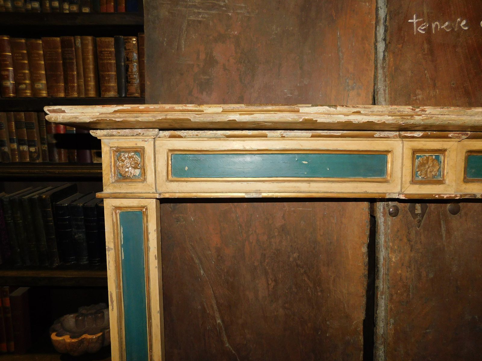 Lacquered And Carved Wooden Fireplace Mantel, Italy photo 2301.0