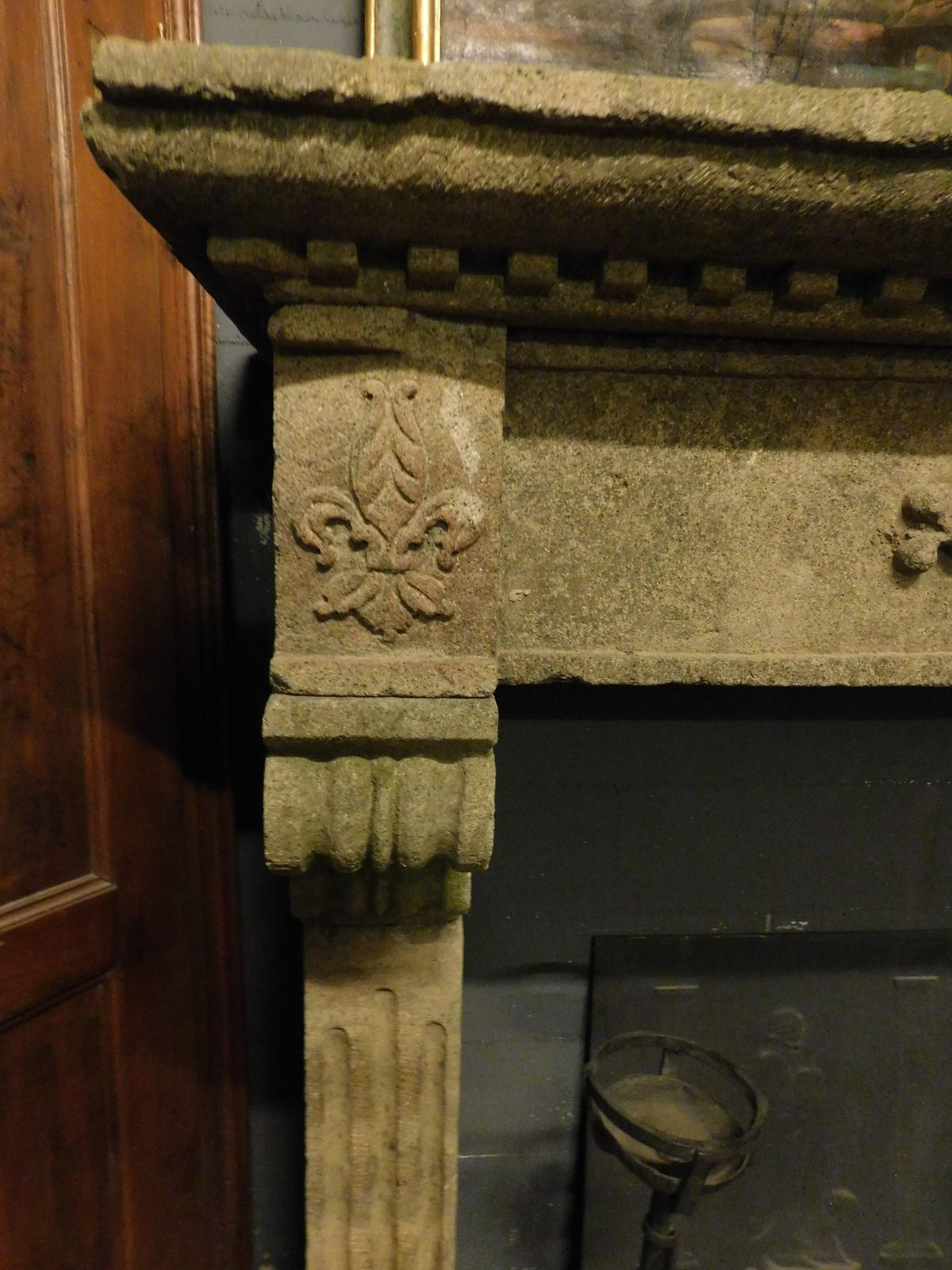 Piperino Stone Mantle Fireplace, Carved With Coat Of Arms, Rome Italy photo 19466.0
