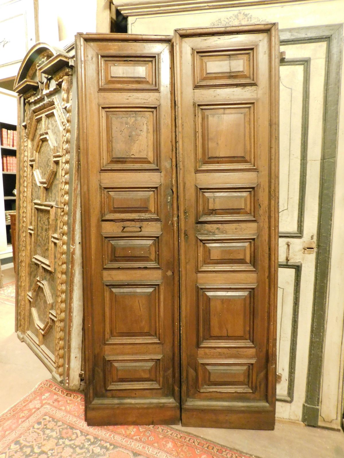 Double Door In Walnut Wood, Two Paneled Leaves, Italy photo furniture