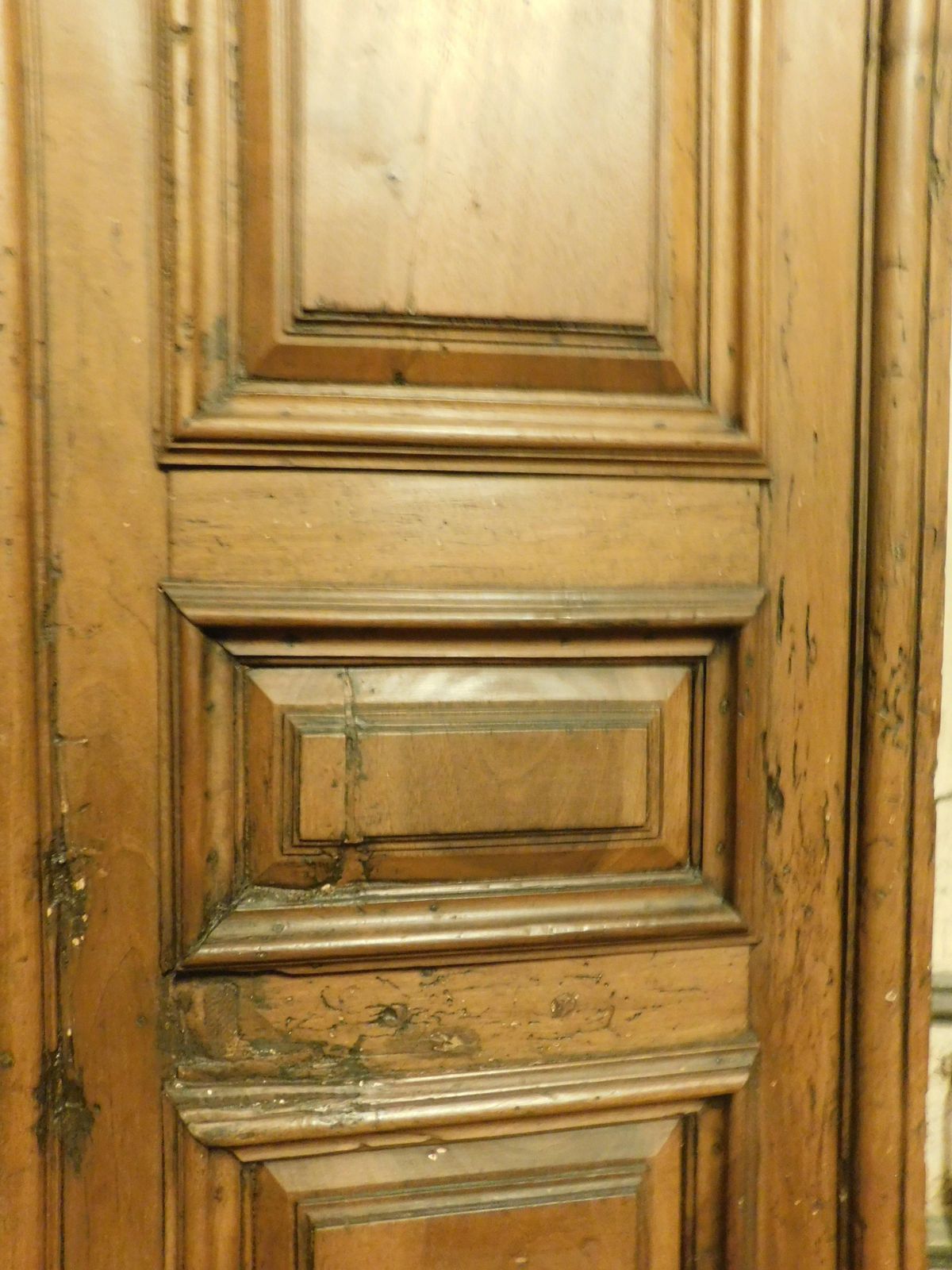 Double Door In Walnut Wood, Two Paneled Leaves, Italy photo vinterior