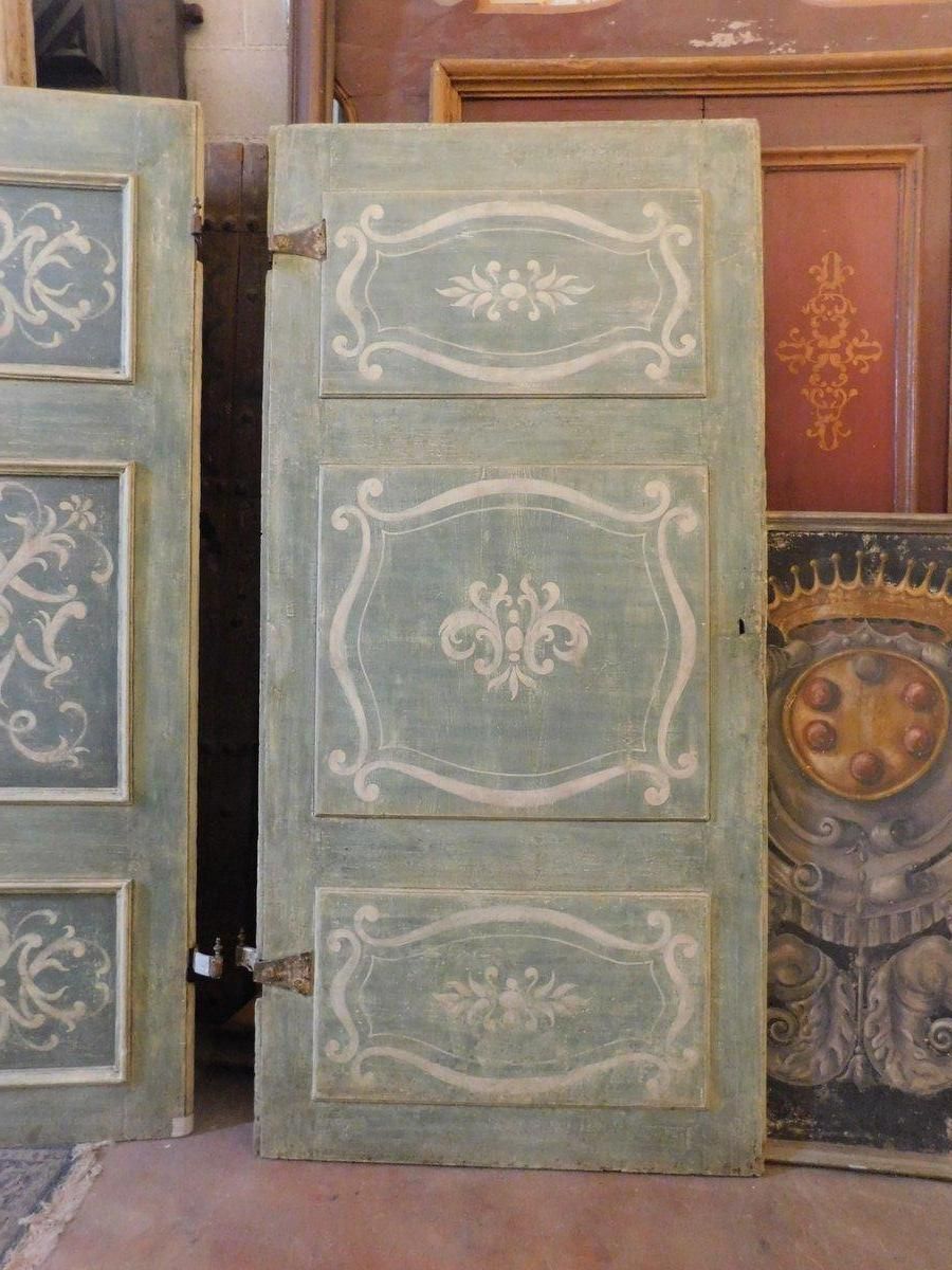 photo for sale Set Of 2 Big Interior Doors, Richly Painted With Frame And Overdoor, Italy