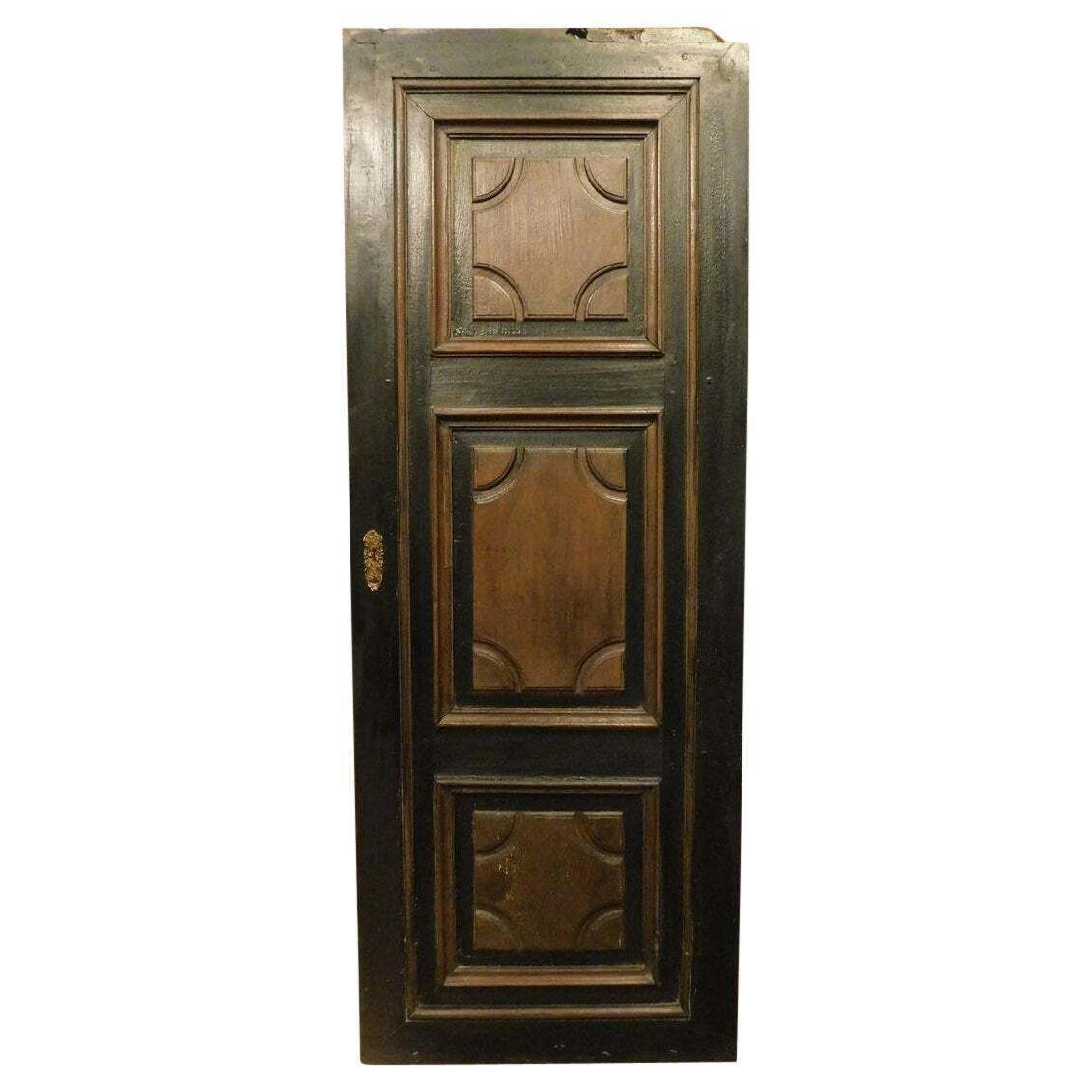 Entrance Door, Carved And Lacquered Walnut Door, Italy