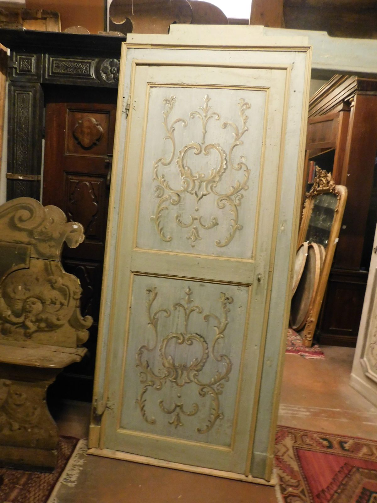 Single Leaf Door, Richly Painted Wood Complete With Original Frame, Italy photo furniture
