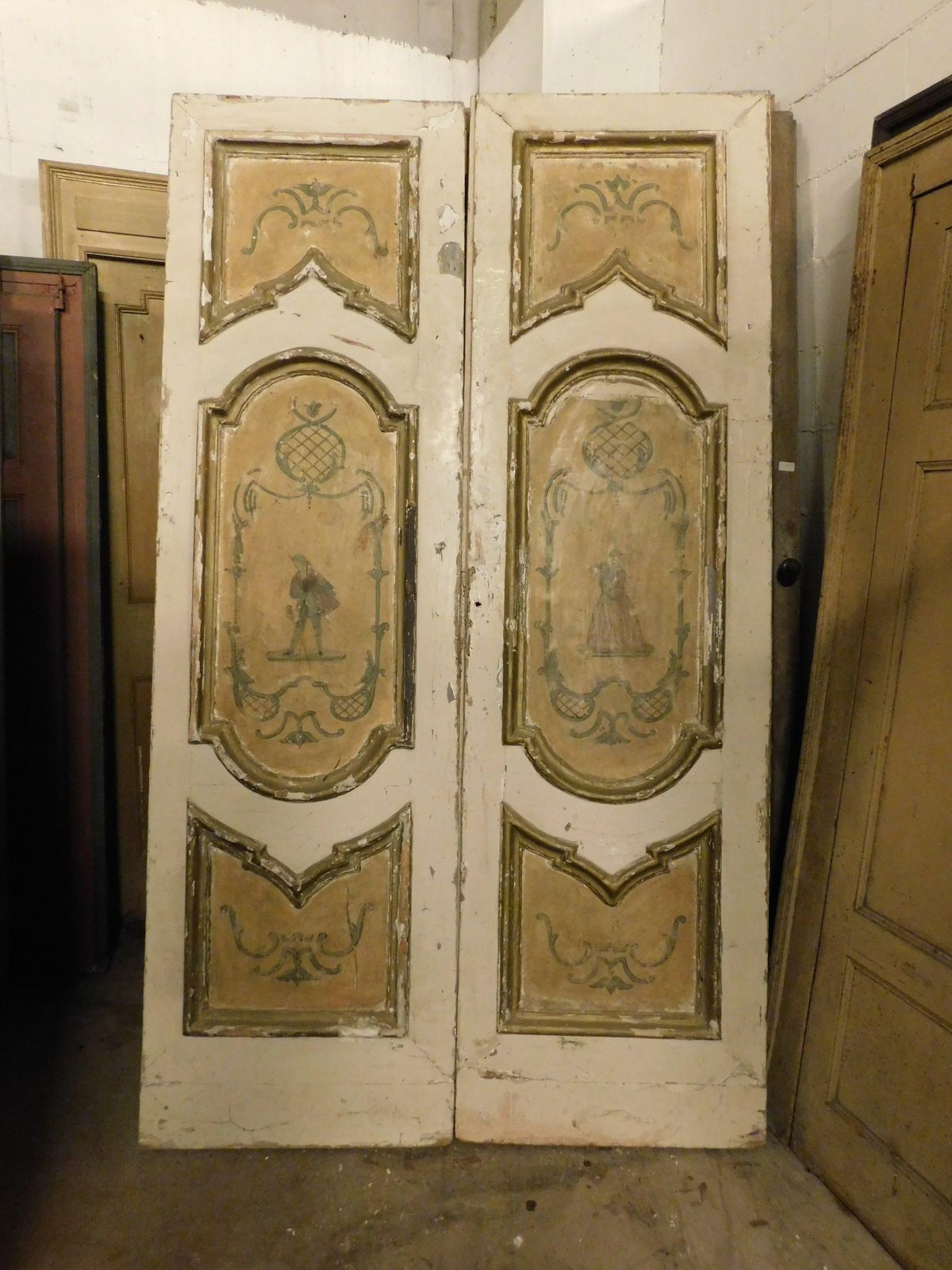 Double Leaf Door, Painted And Lacquered, From Naples, Italy photo for sale