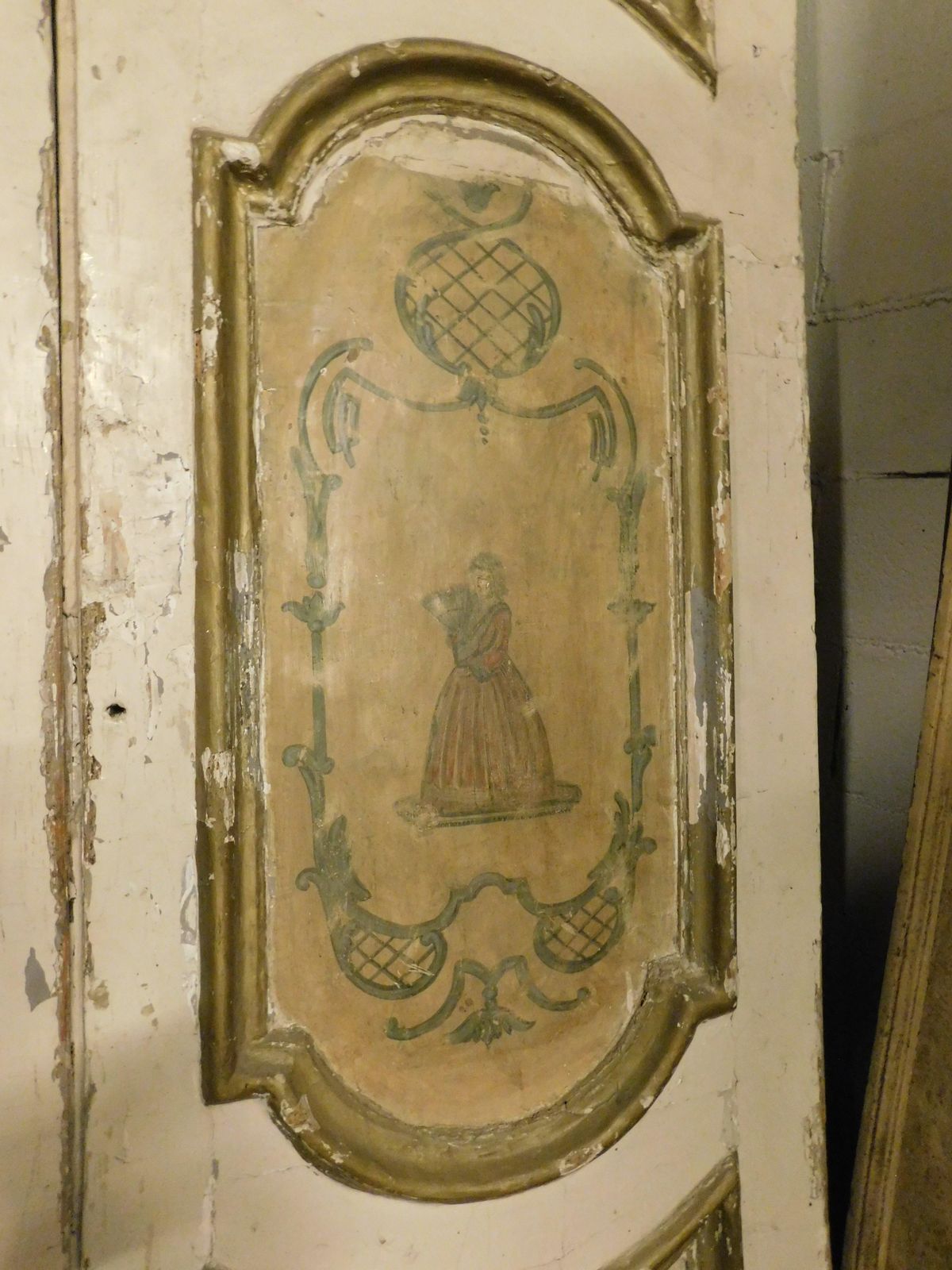 Double Leaf Door, Painted And Lacquered, From Naples, Italy photo vintage