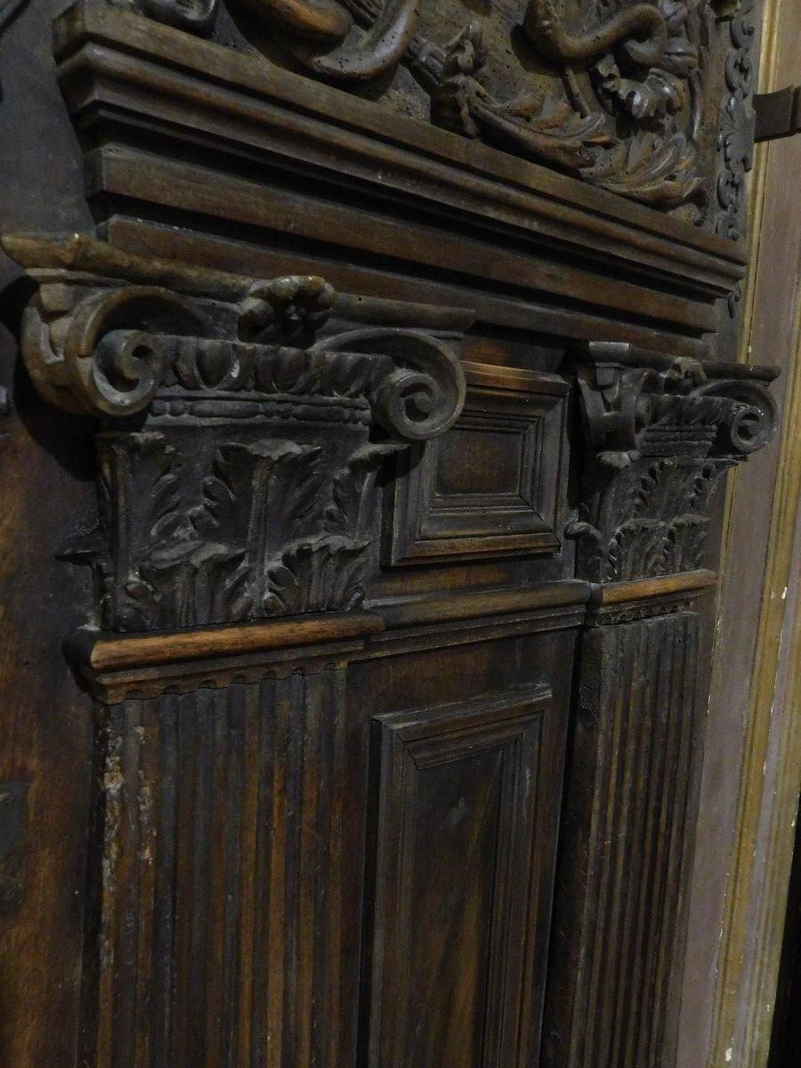 Home Fixtures Set Of 2 Entrance Doors, Main Doors In Richly Carved Walnut Wood, Italy photo