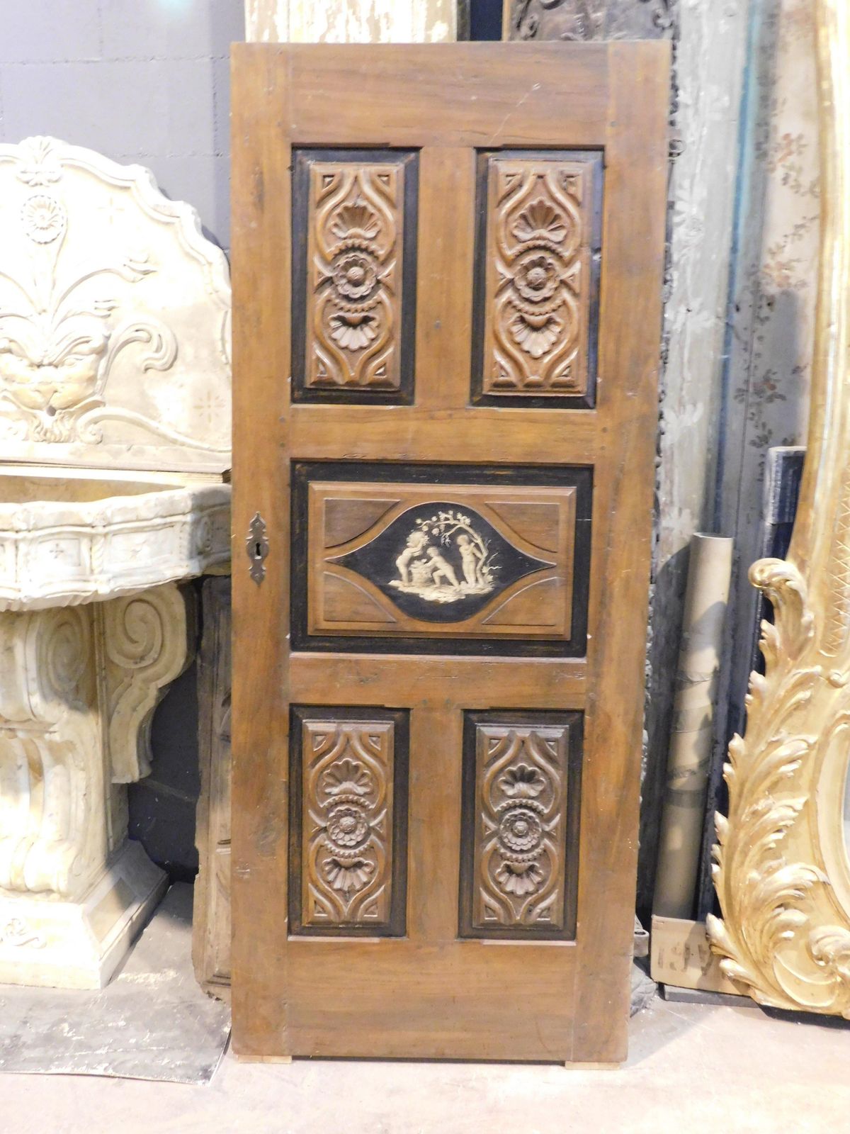 Walnut Door, For Interiors, Both Lacquered And Carved, Italy photo furniture