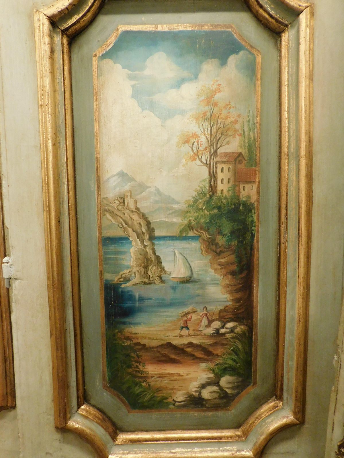 N.2 Double Doors In Richly Painted Wood, Lacquered Back, Italy photo vinterior