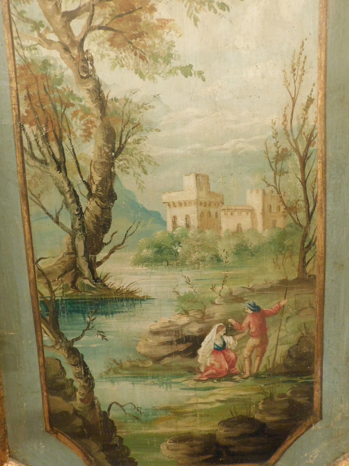 photo for sale N.2 Double Doors In Richly Painted Wood, Lacquered Back, Italy