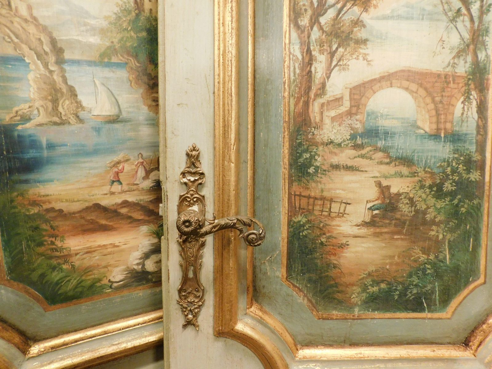 Home Fixtures N.2 Double Doors In Richly Painted Wood, Lacquered Back, Italy photo