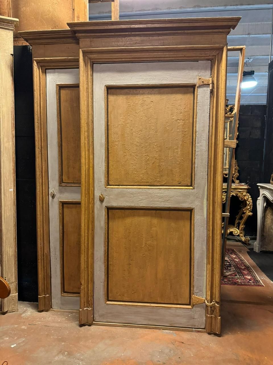 Set Of 3 Internal Doors In Lacquered Wood With Frame, Italy photo vinterior