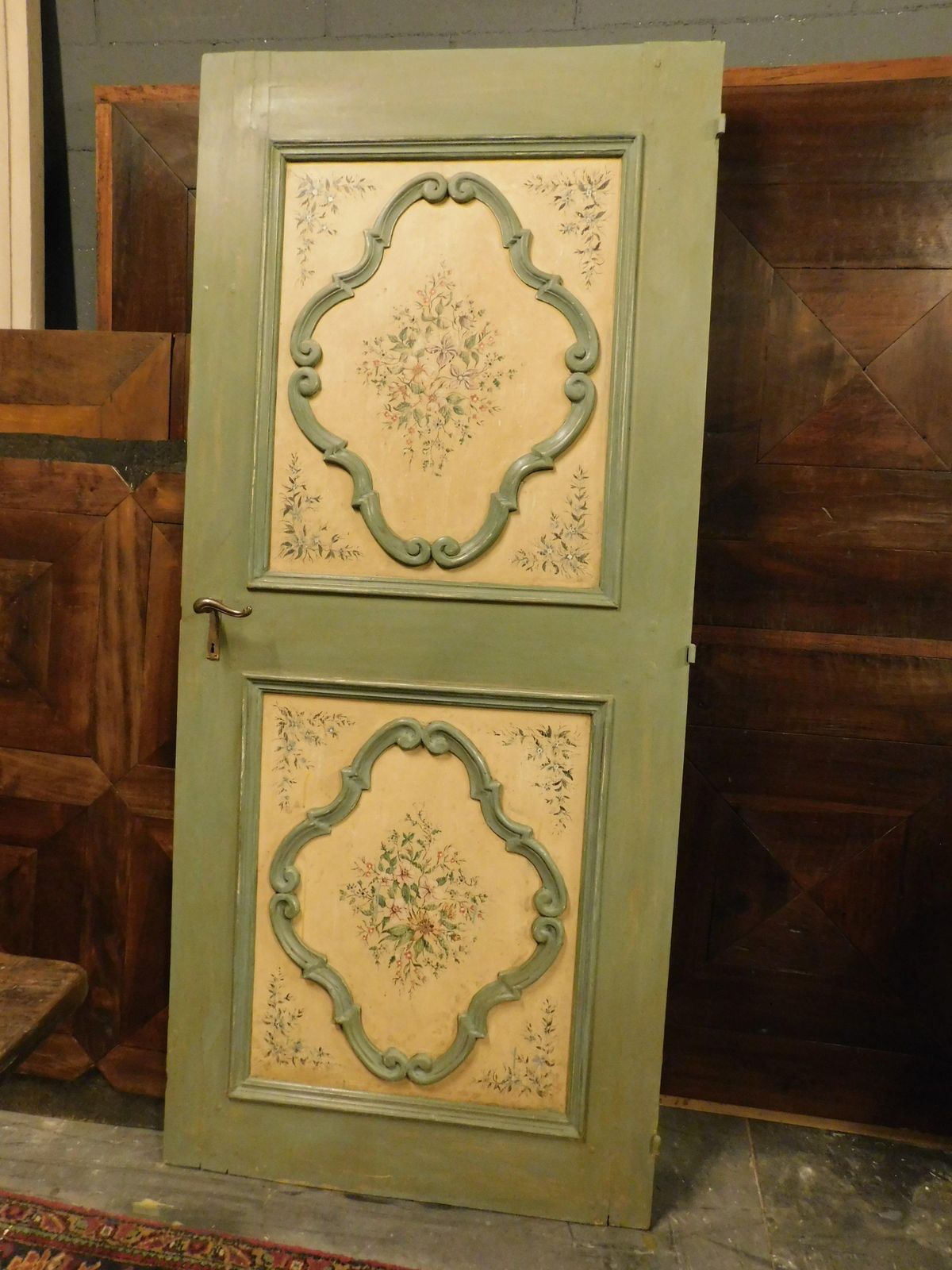 No. 3 Interior Doors, In Richly Painted Wood, Single Leaf, Italy photo for sale
