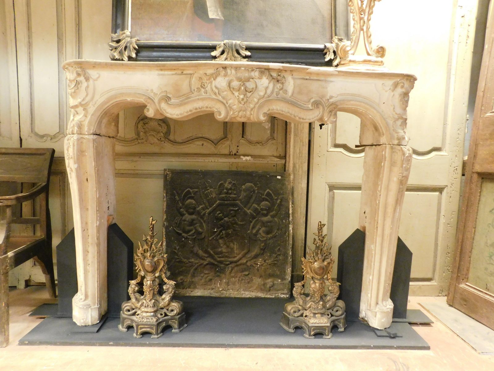 Fireplace Mantle In Richly Carved Burgundy Stone And Wavy Shape, Italy photo furniture