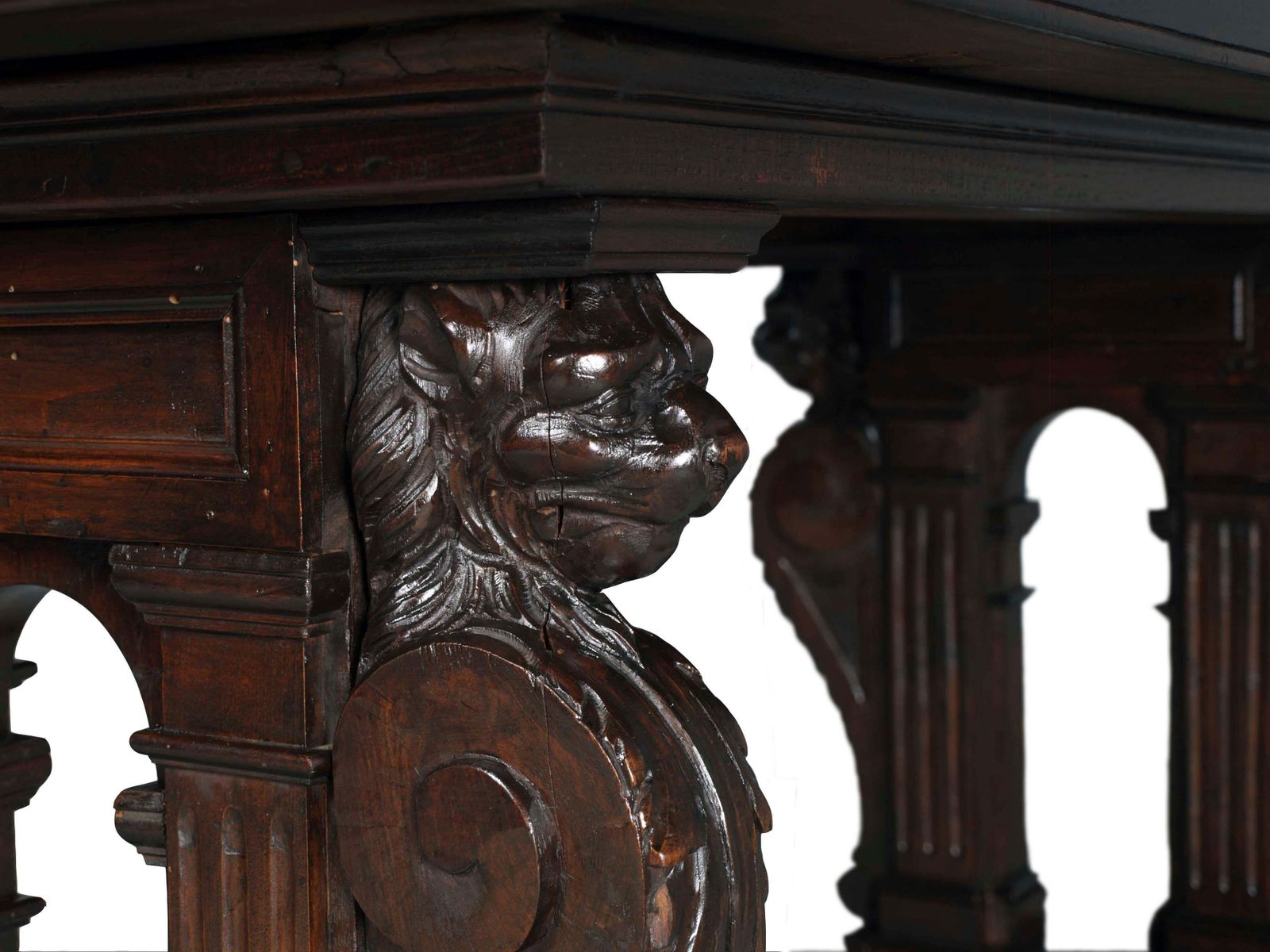 Late 19th Century Table, Writing Desk Hand Carved Walnut By Testolini & Salviati photo 6233.0