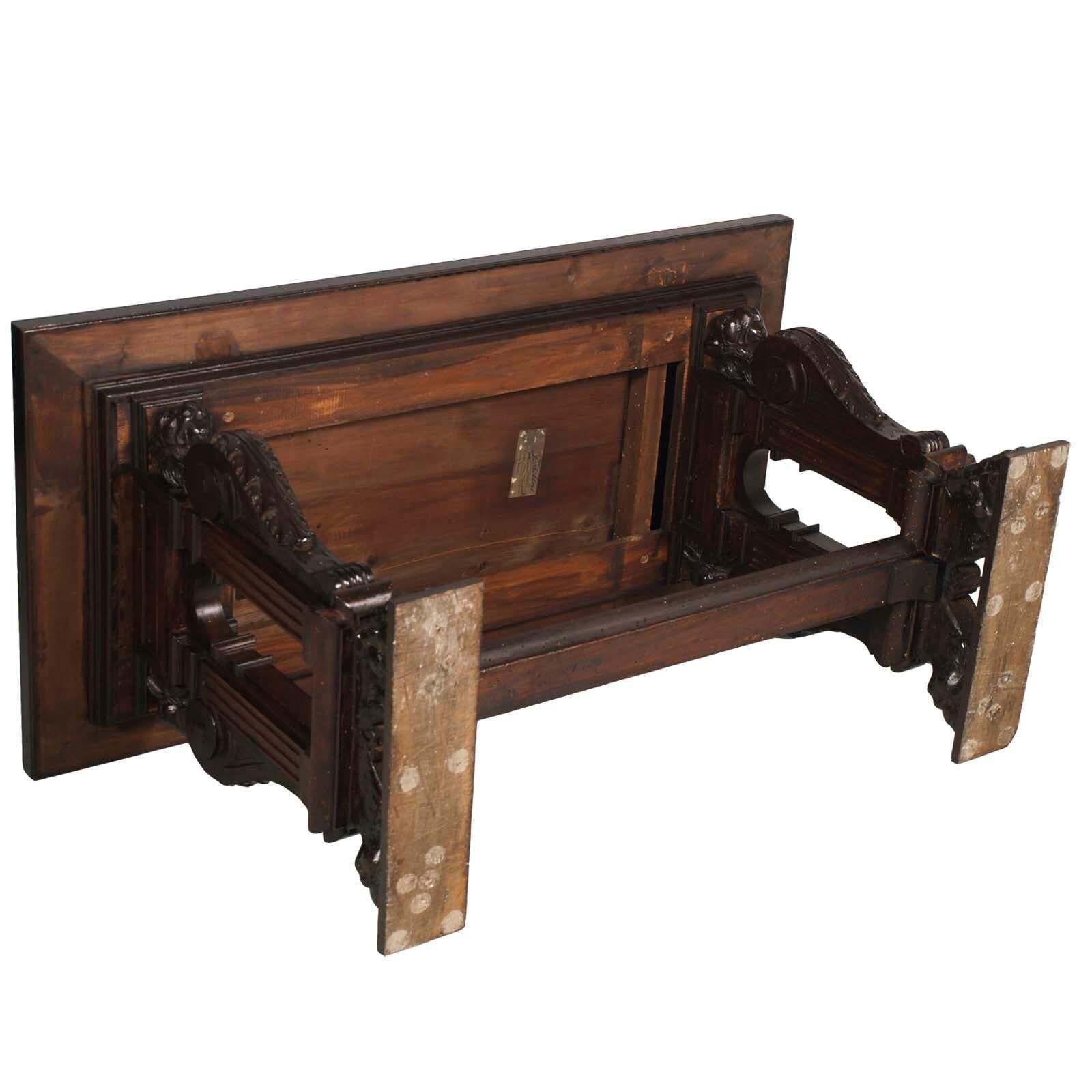 Late 19th Century Table, Writing Desk Hand Carved Walnut By Testolini & Salviati photo buy