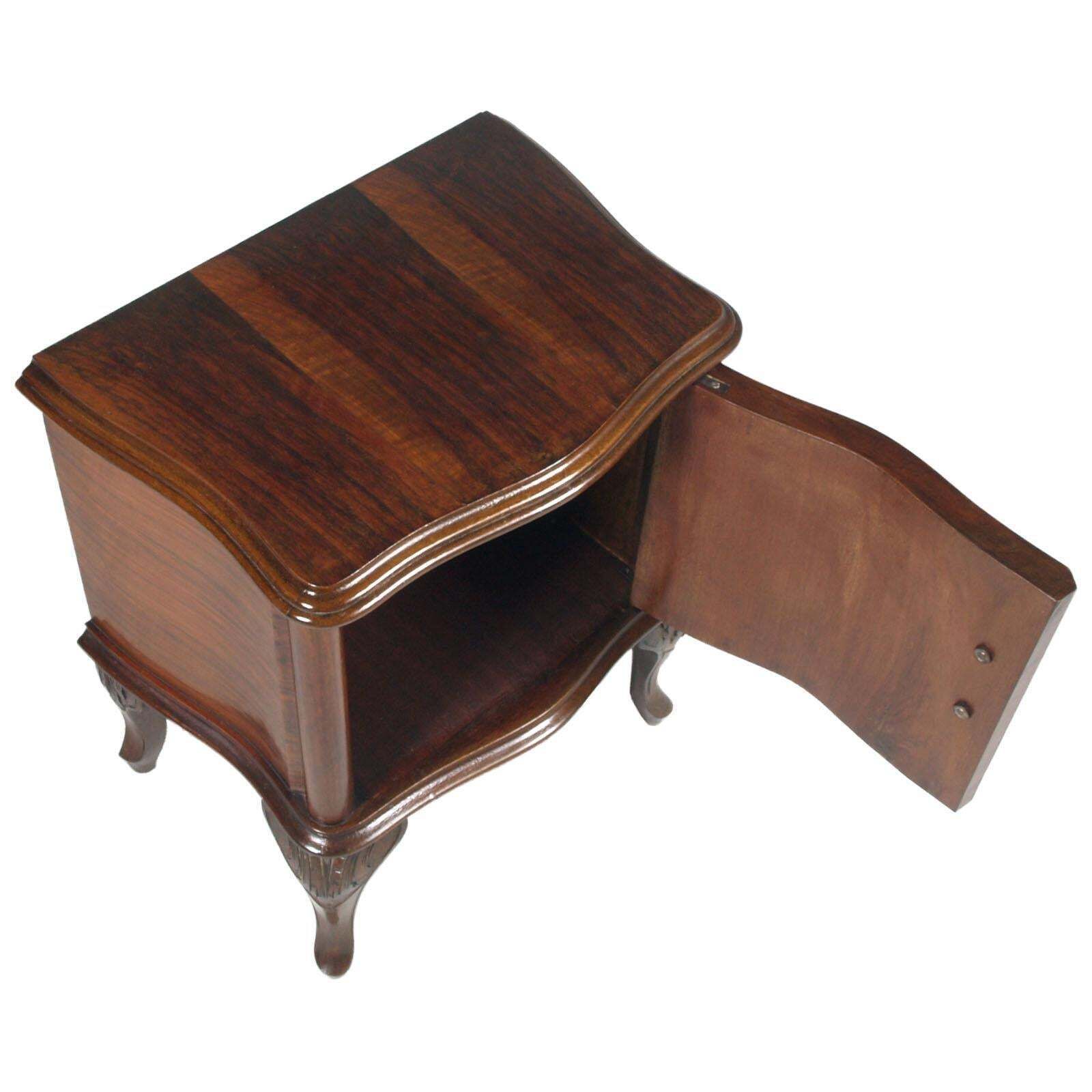 photo furniture Venetian Baroque Nightstands, Hand Carved & Veneer Walnut, Restored Wax Polished