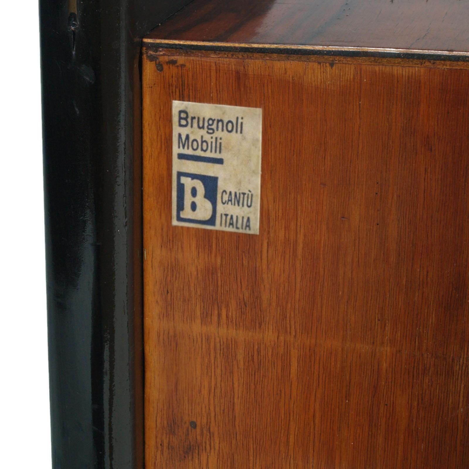 10753.0 Italy 1950s Cesare Lacca Attributed Dry Bar Cart, Laquered Walnut & Burl Walnut photo