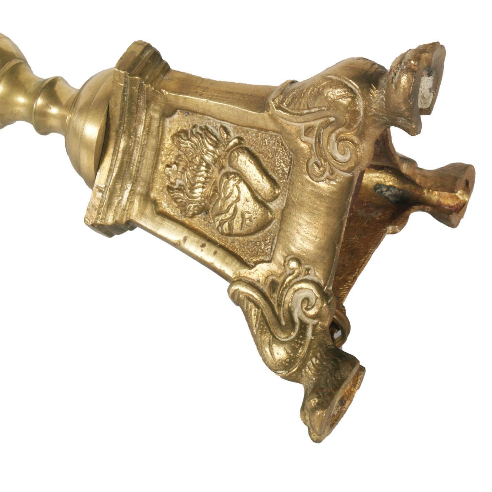 17th Century Antique Original Lampholder Candelabrum In Gilt Bronze photo vinterior
