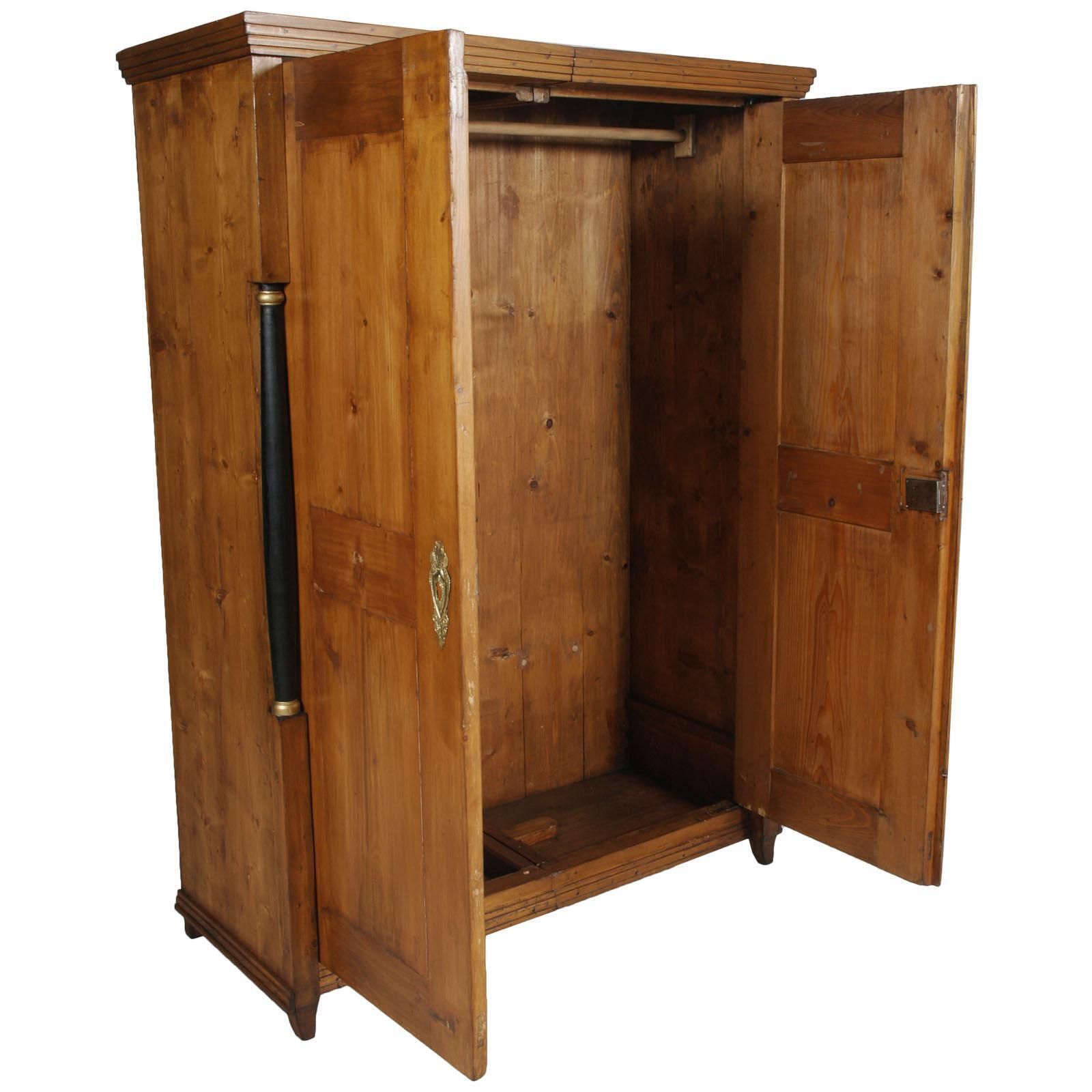 Austrian 18th Century Empire Style Two Doors Larch Wood Armoire Wardrobe Cabinet photo 9500.0
