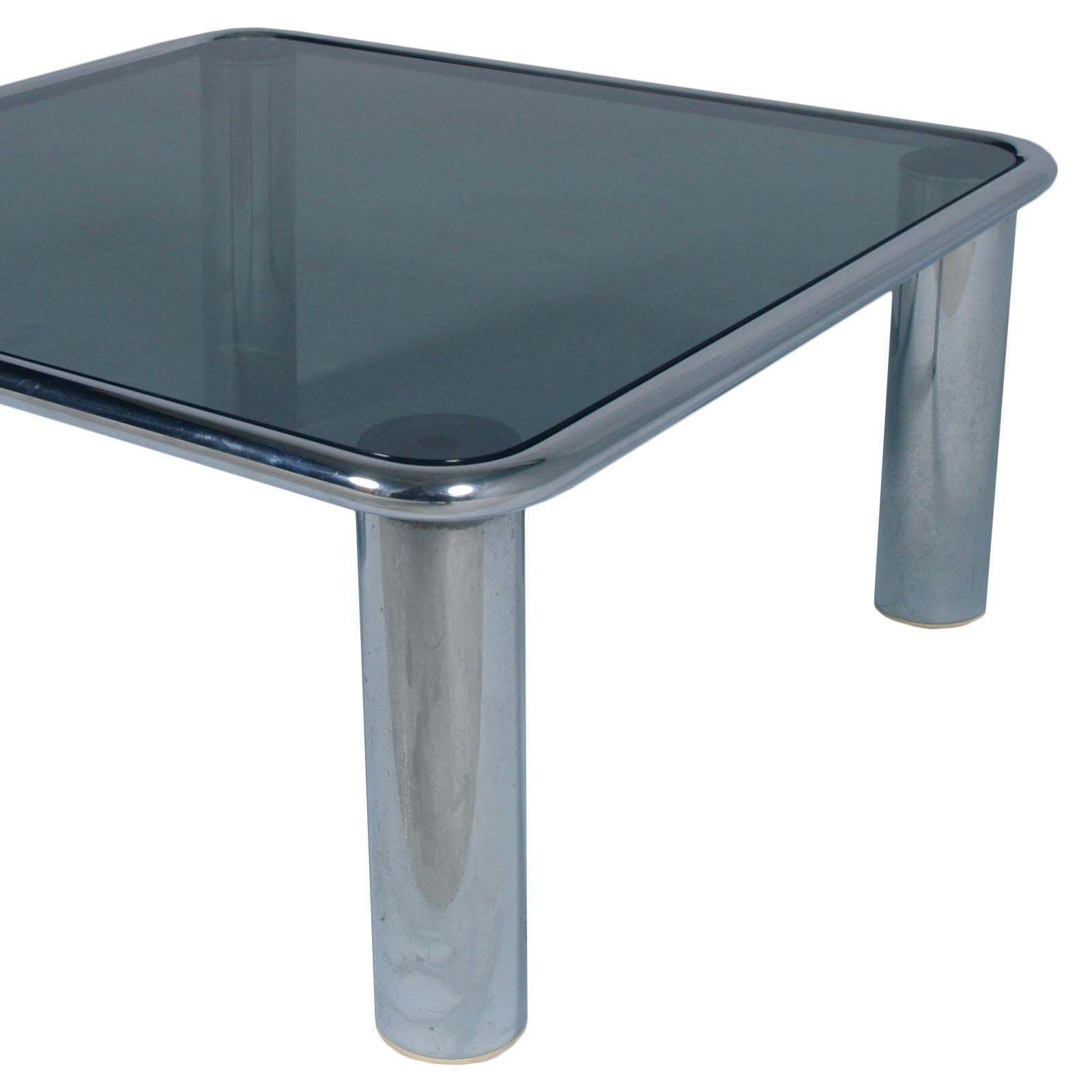 Mid Century Modern Chrome Coffee Table Glass Fumè Top By G. Frattini For Cassina photo Furniture