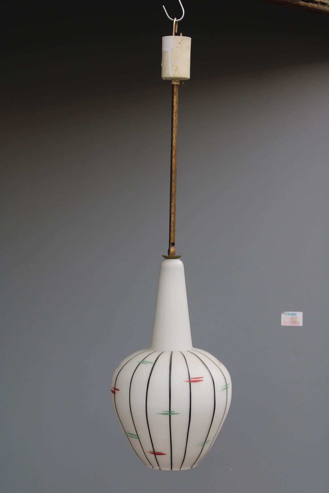 Vistosi 1950s Murano Glass Pendant Chandelier Brass Rod photo furniture
