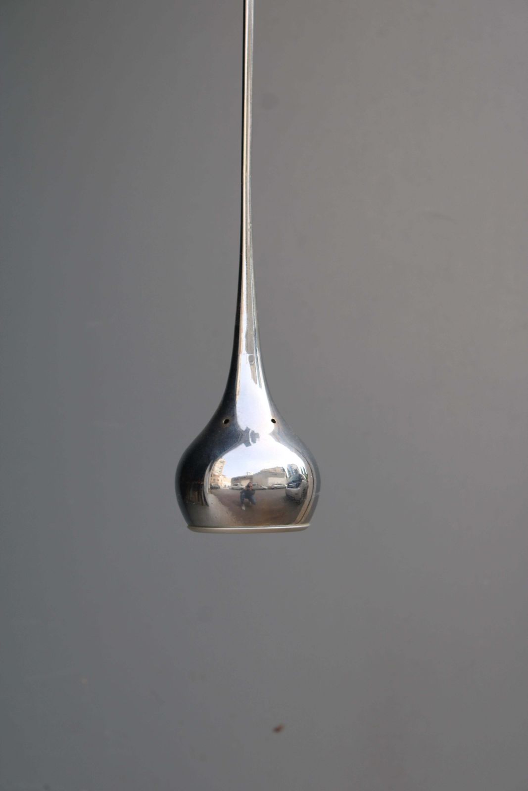 Esperia Italia 1970 Chrome Metal Minimalist Pendant Chandelier photo for sale
