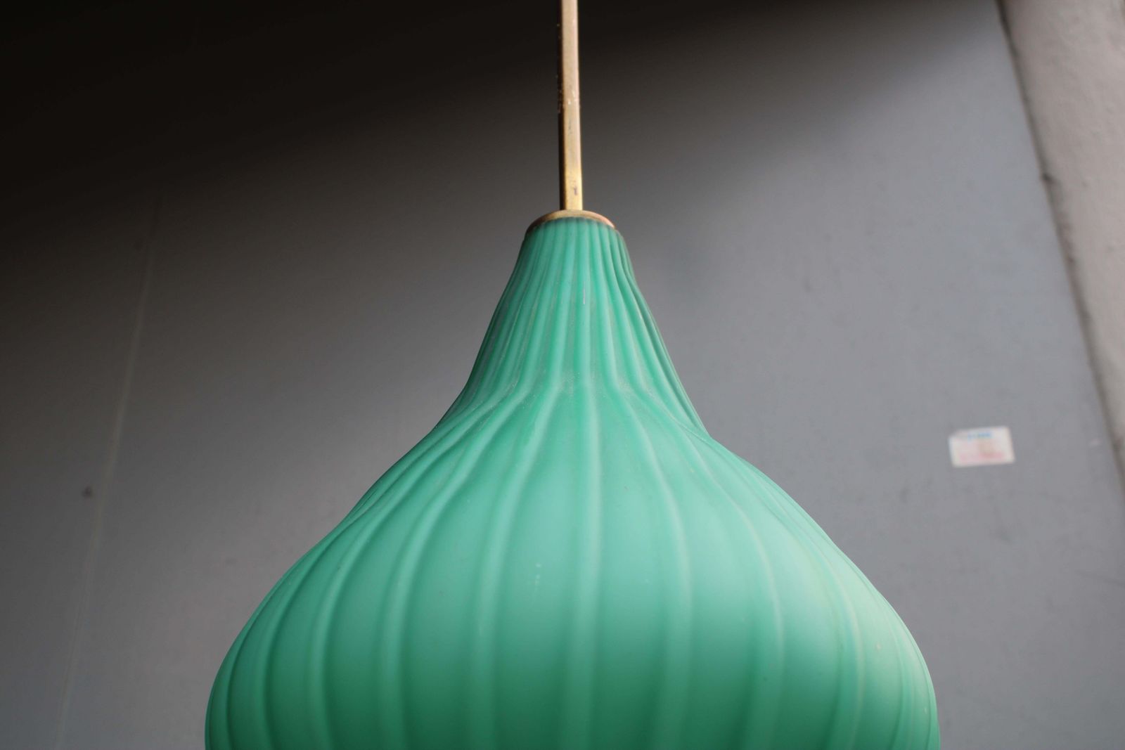 Vistosi Chandelier Green Color Murano Glass And Brass 1950s photo vintage