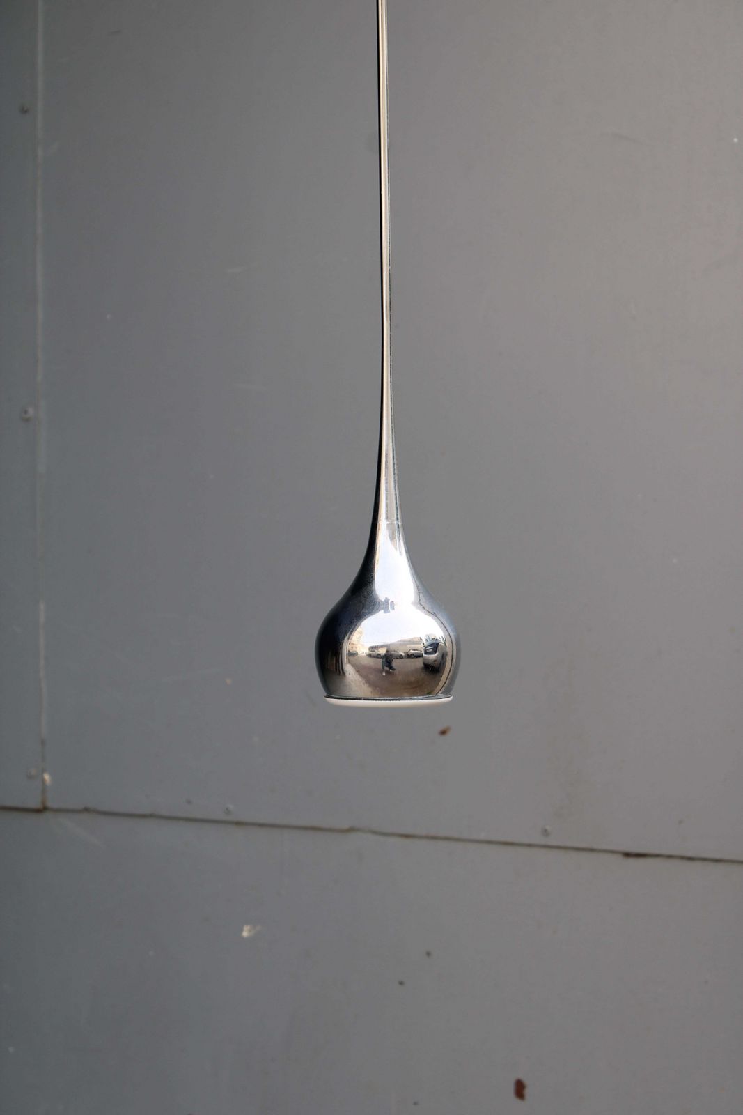 Esperia Italia 1970 Chrome Metal Minimalist Pendant Chandelier photo for sale