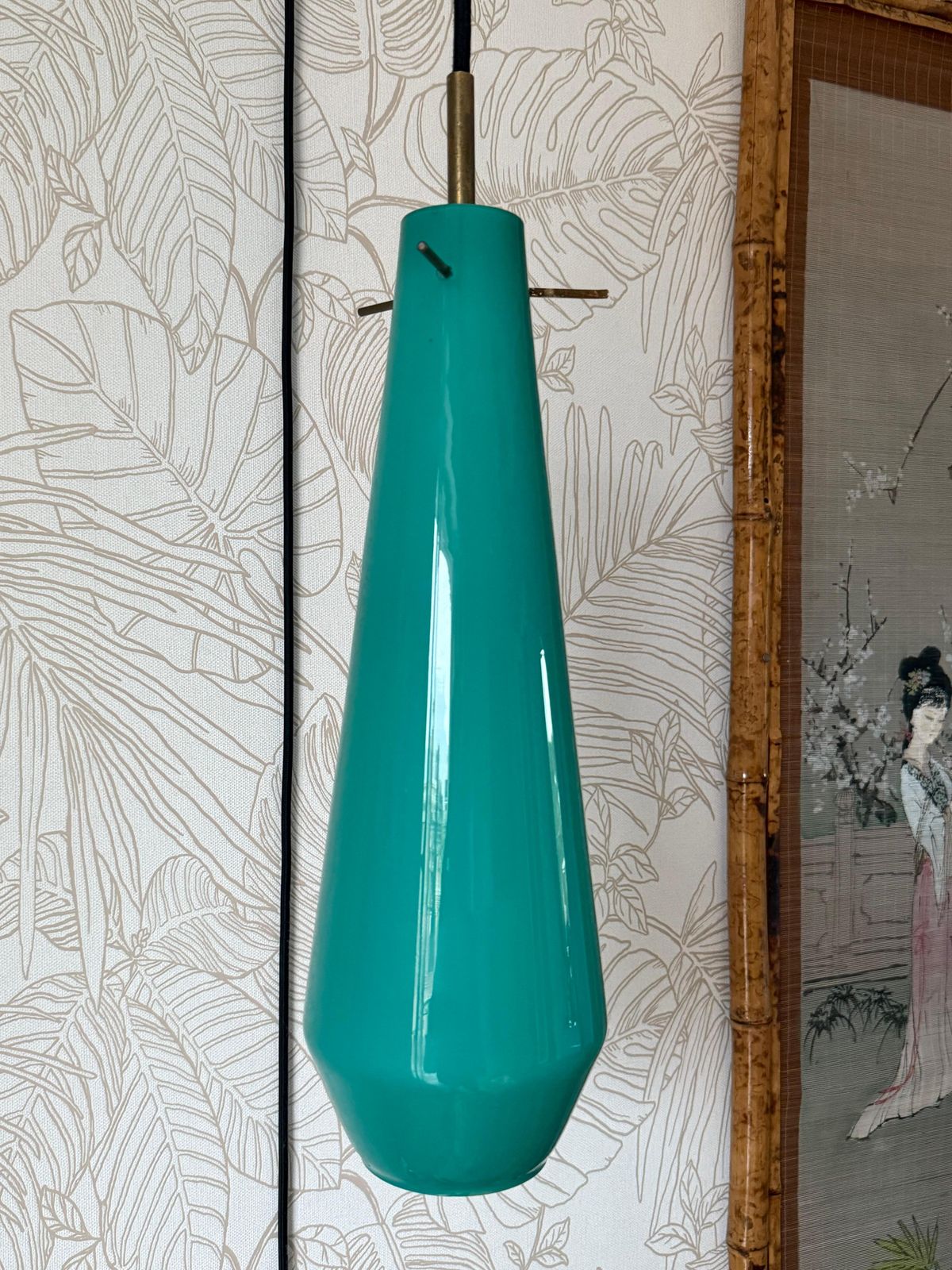 Pair Of Vistosi 1950s Green And Red Hanging Bedside Wall Lamps photo vinterior